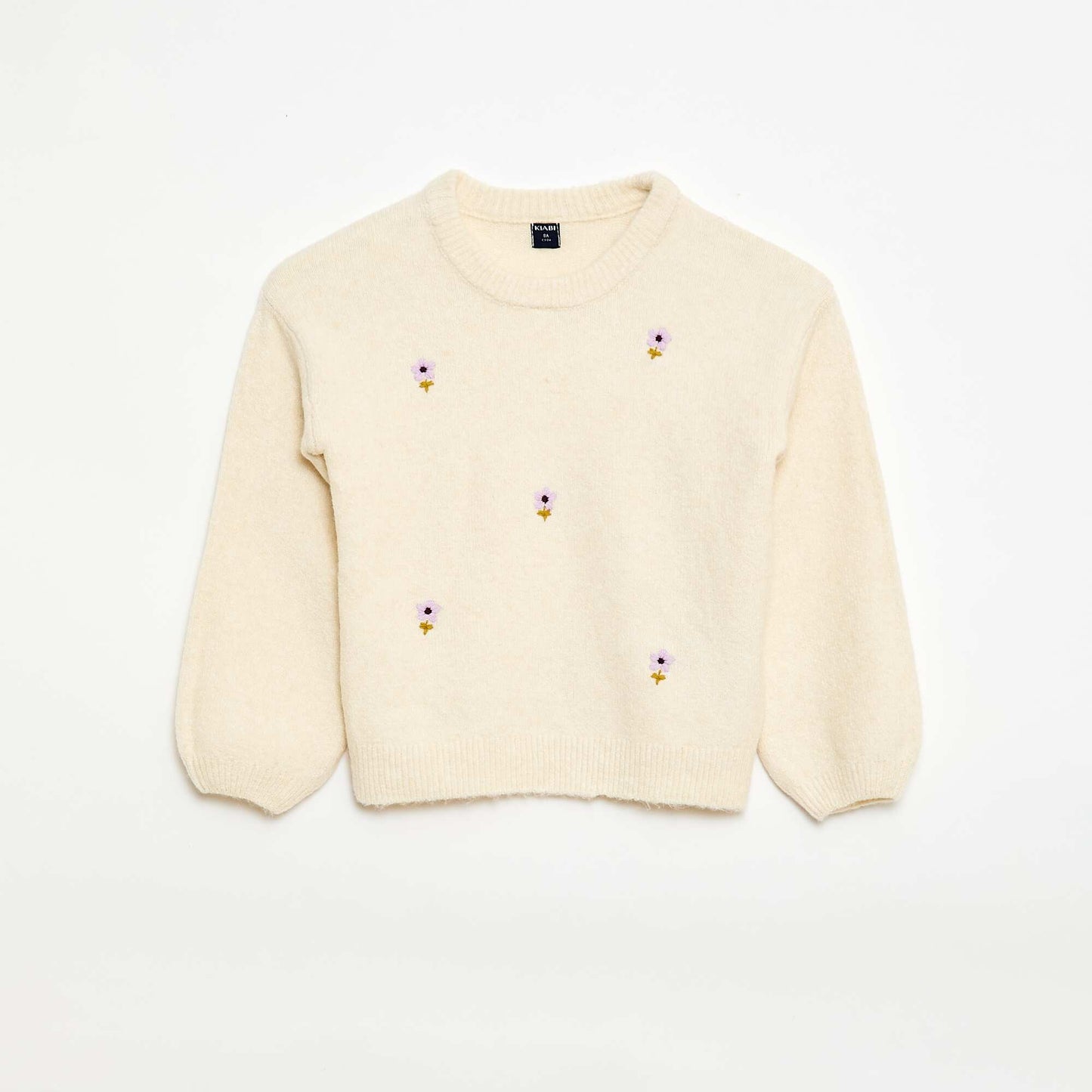 Pull à broderies fleurs BEIGE