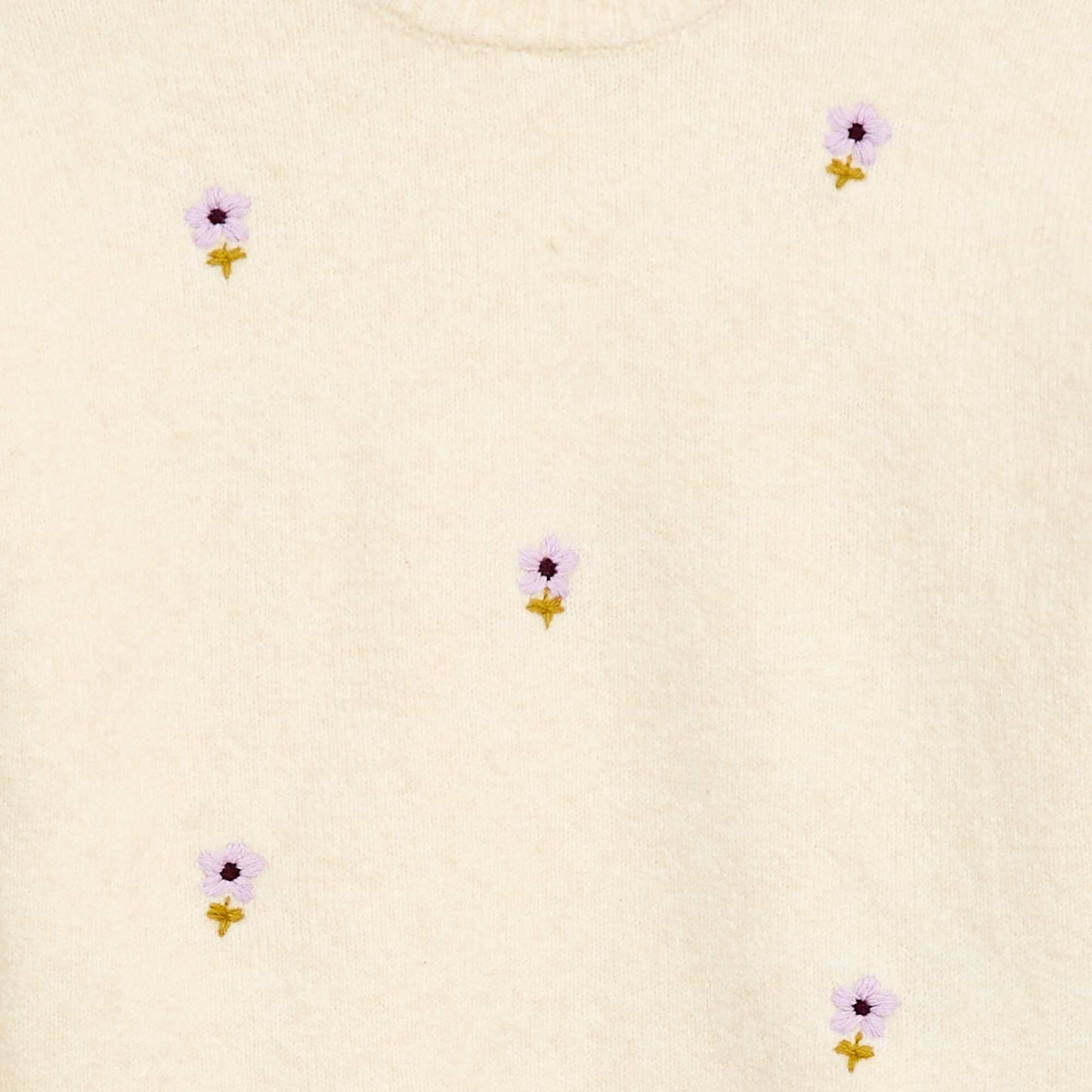 Pull à broderies fleurs BEIGE