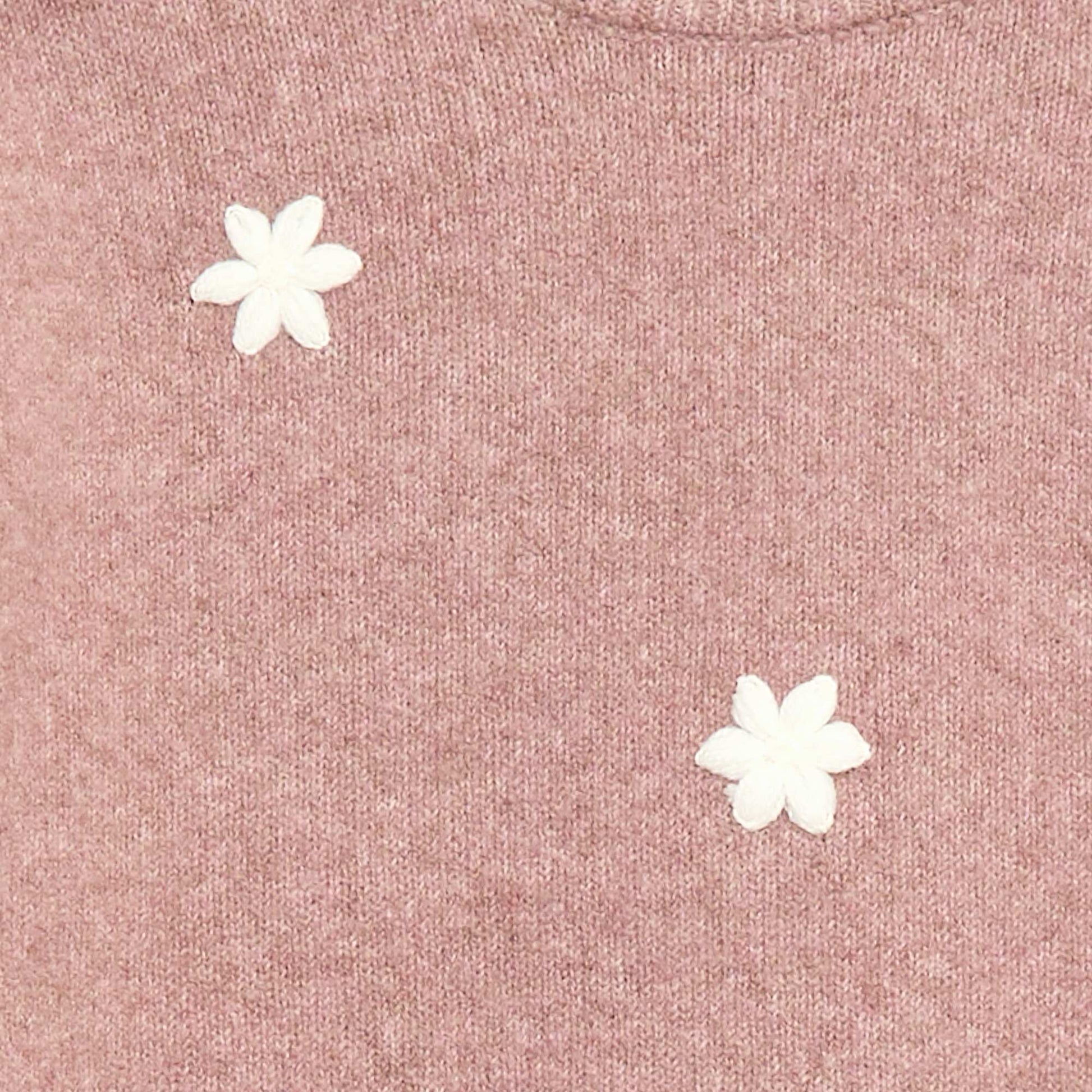 Pull à broderies fleurs ROSE