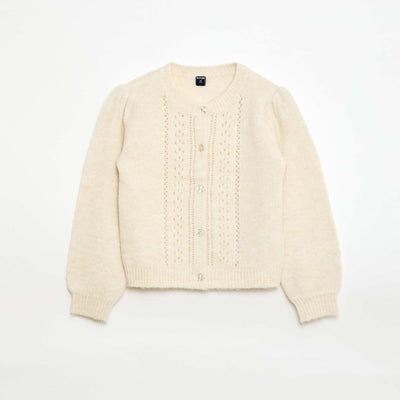 Pull chaud en maille pointelle BEIGE