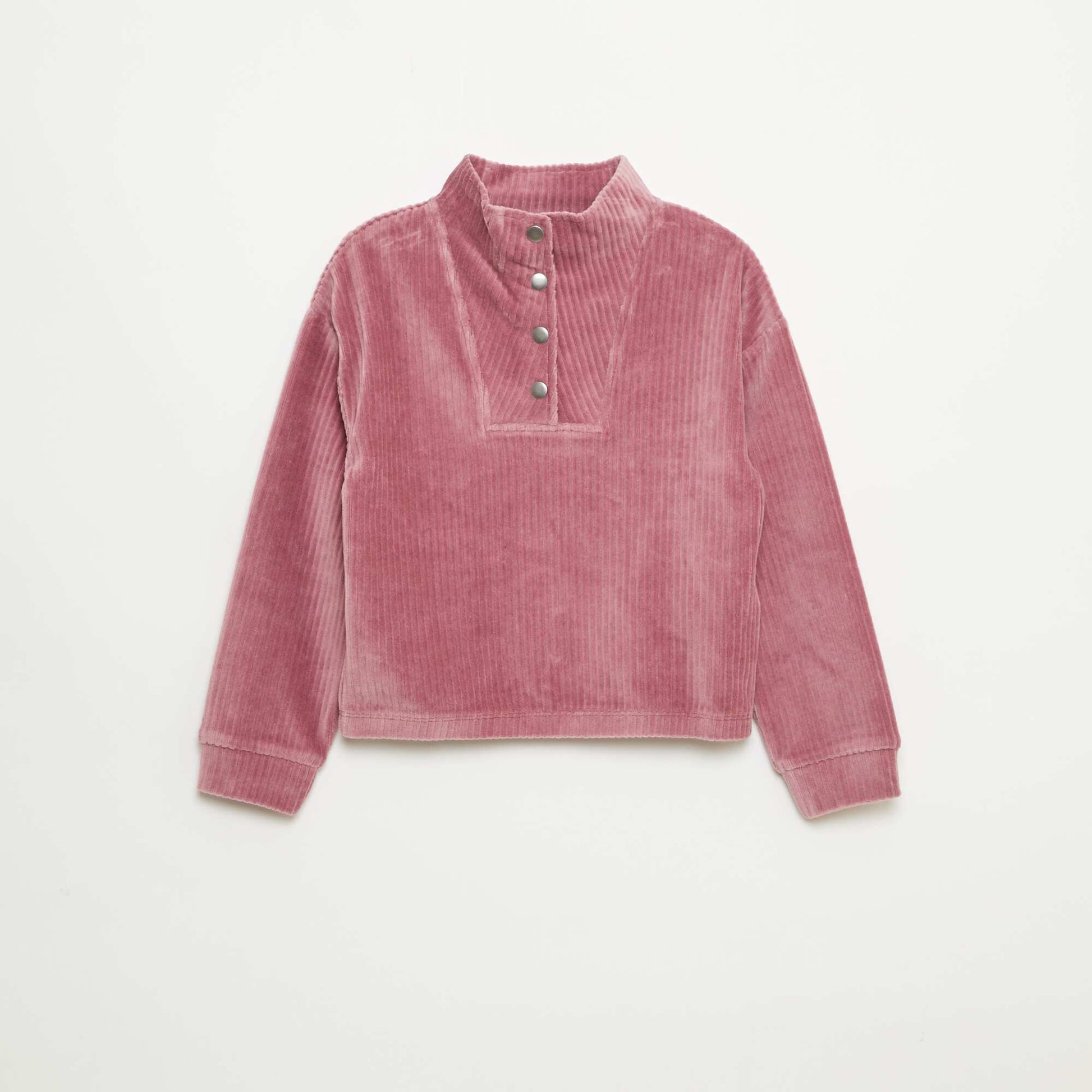 Sweat en velours côtelé avec col camionneur ROSE