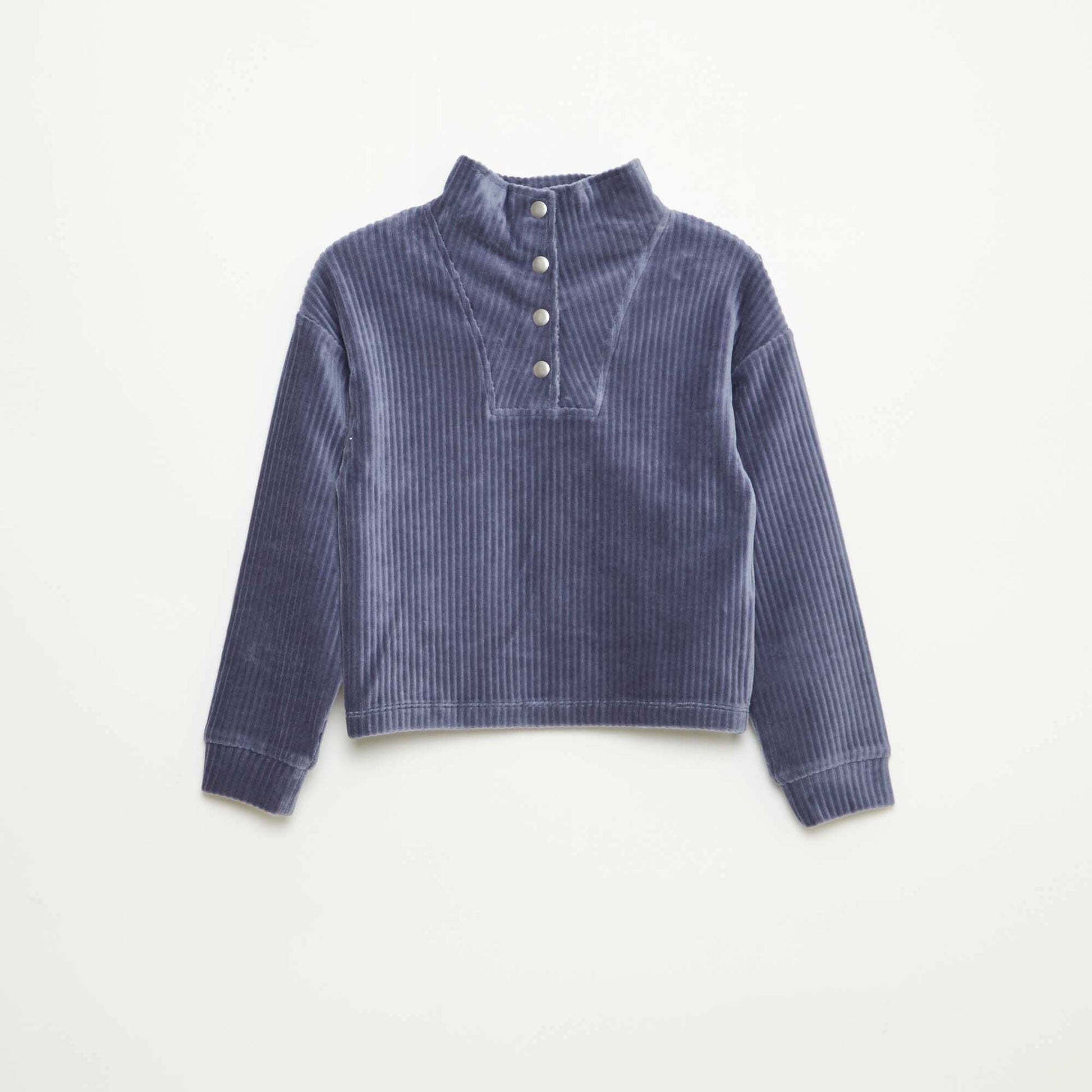 Sweat en velours côtelé avec col camionneur BLEU