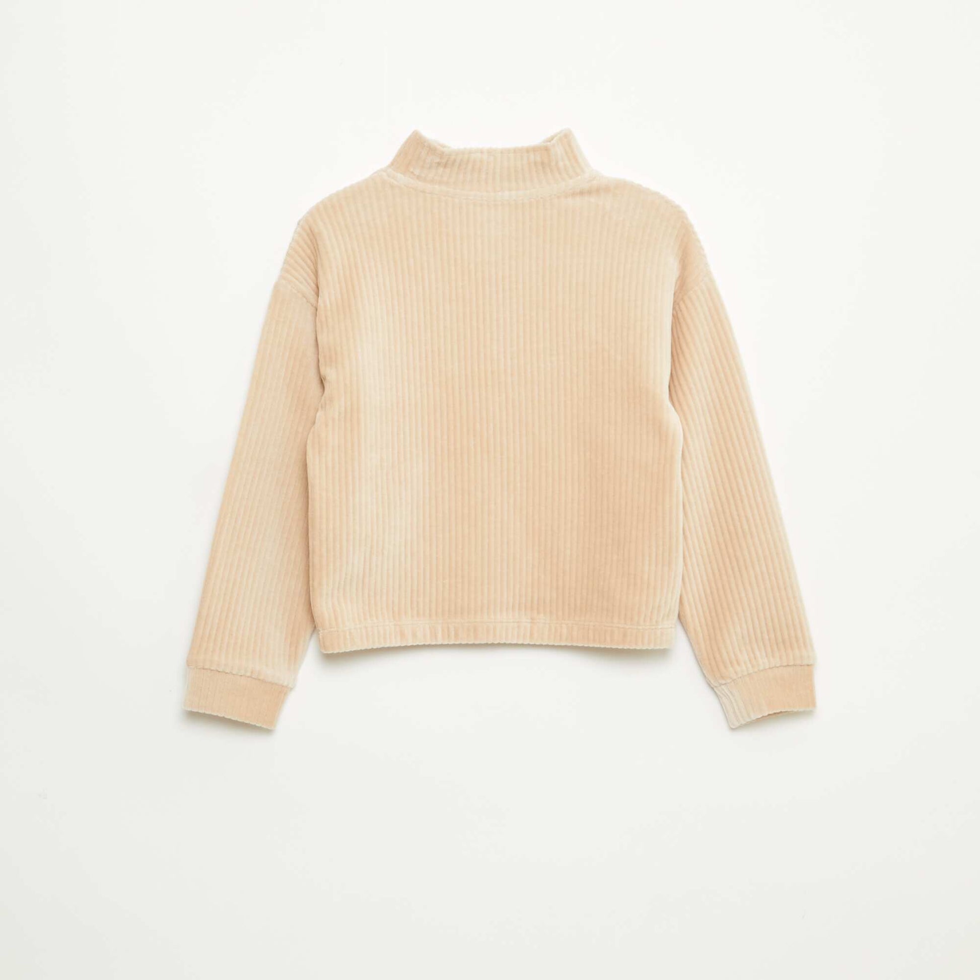 Sweat en velours côtelé avec col camionneur BEIGE