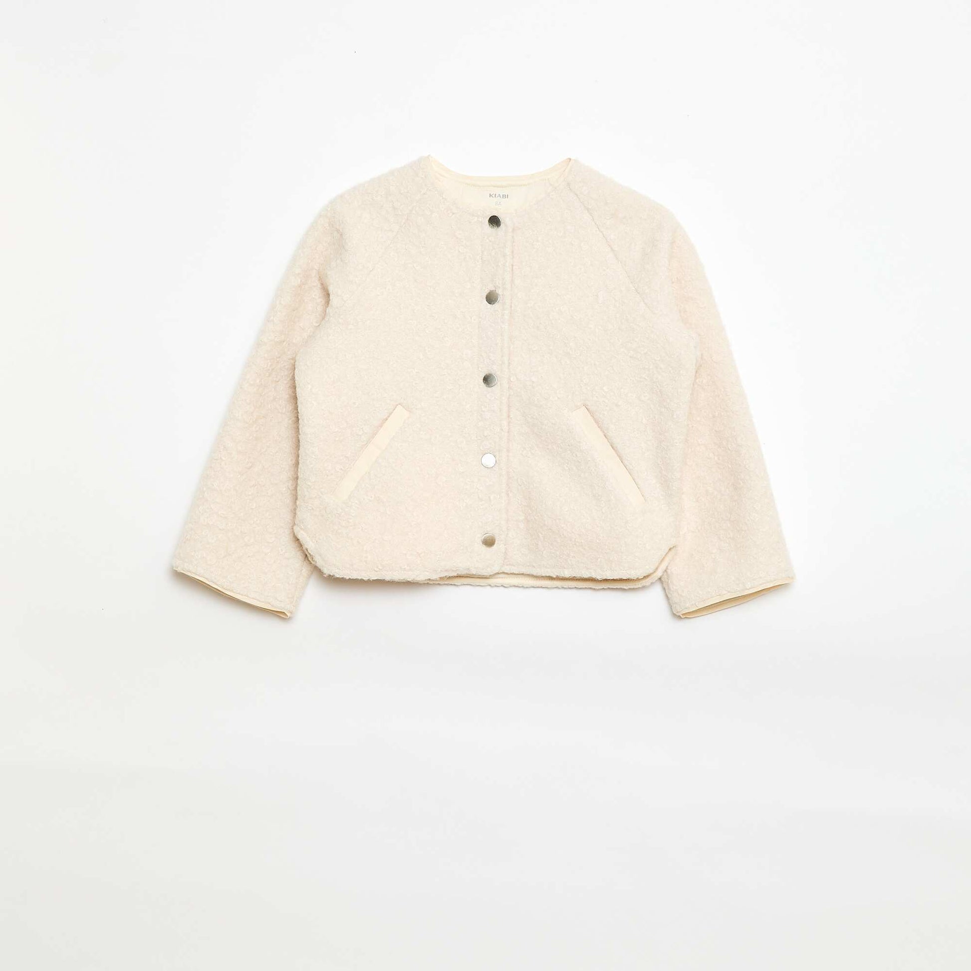 Veste à pressions effet moutonné BLANC
