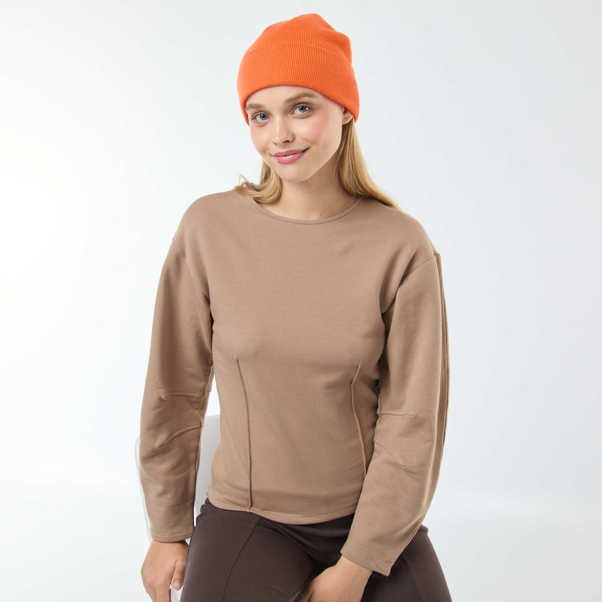 Sweat en molleton à manches longues BEIGE