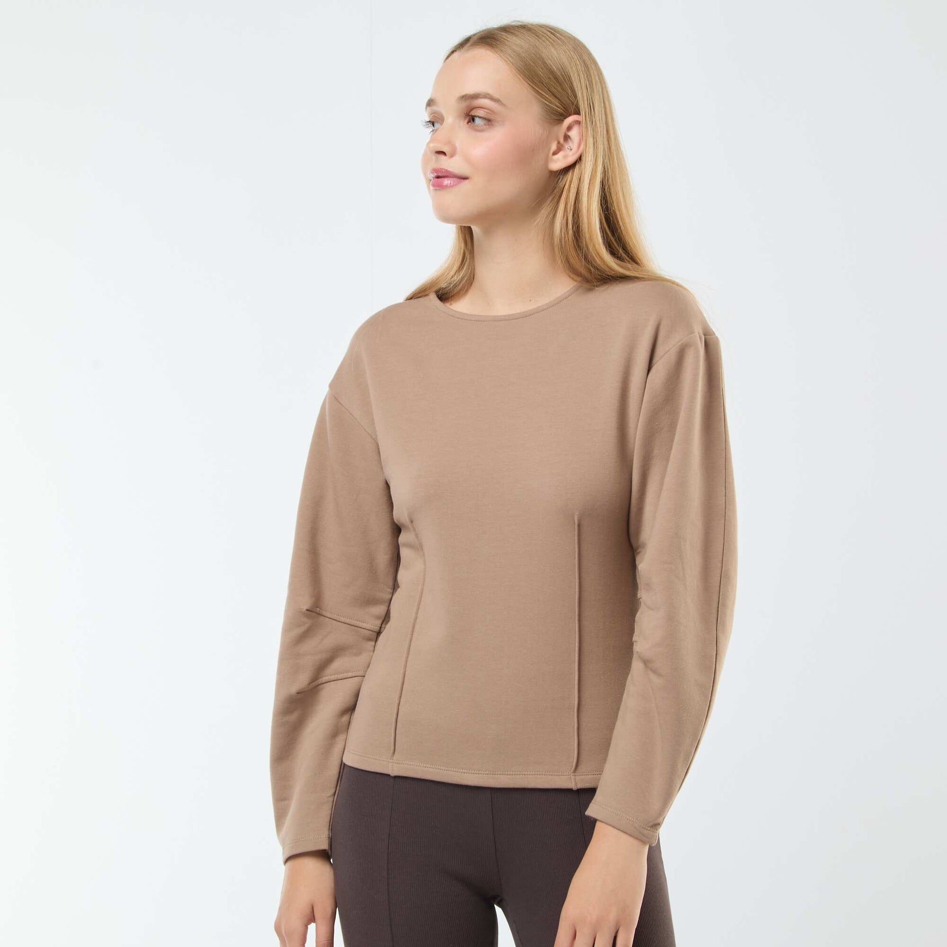 Sweat en molleton à manches longues BEIGE