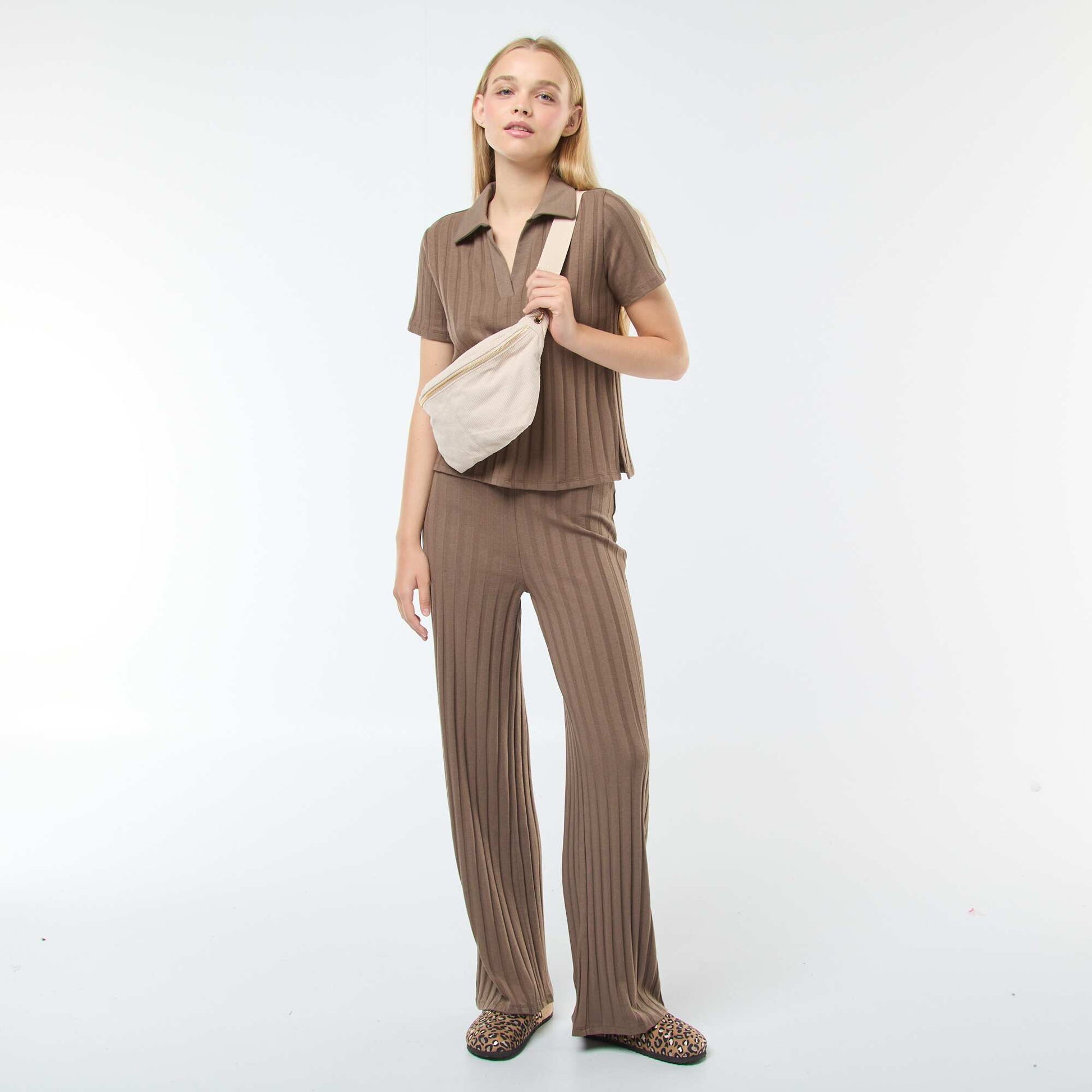 Pantalon flare en maille MARRON