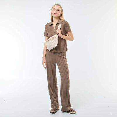 Pantalon flare en maille MARRON