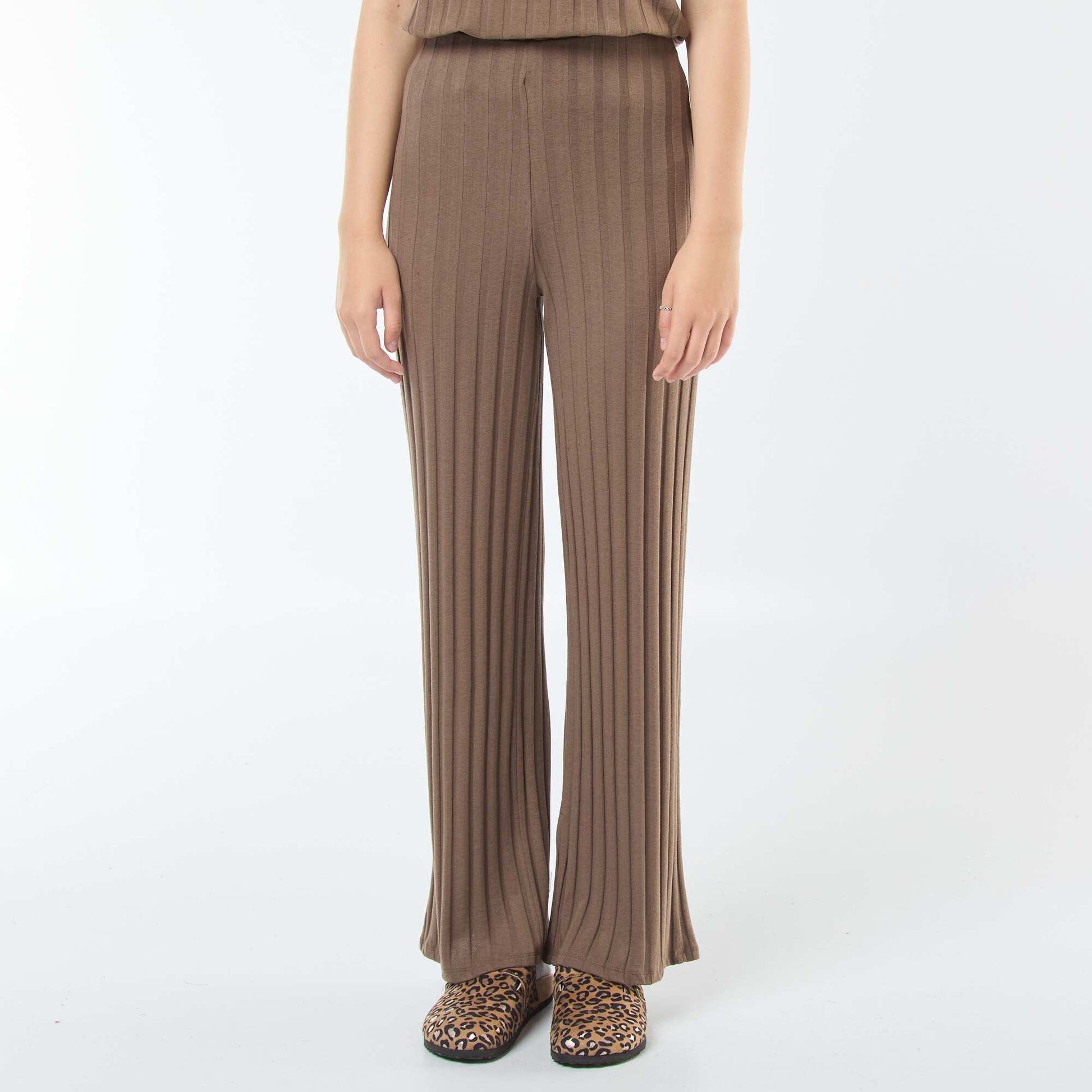 Pantalon flare en maille MARRON