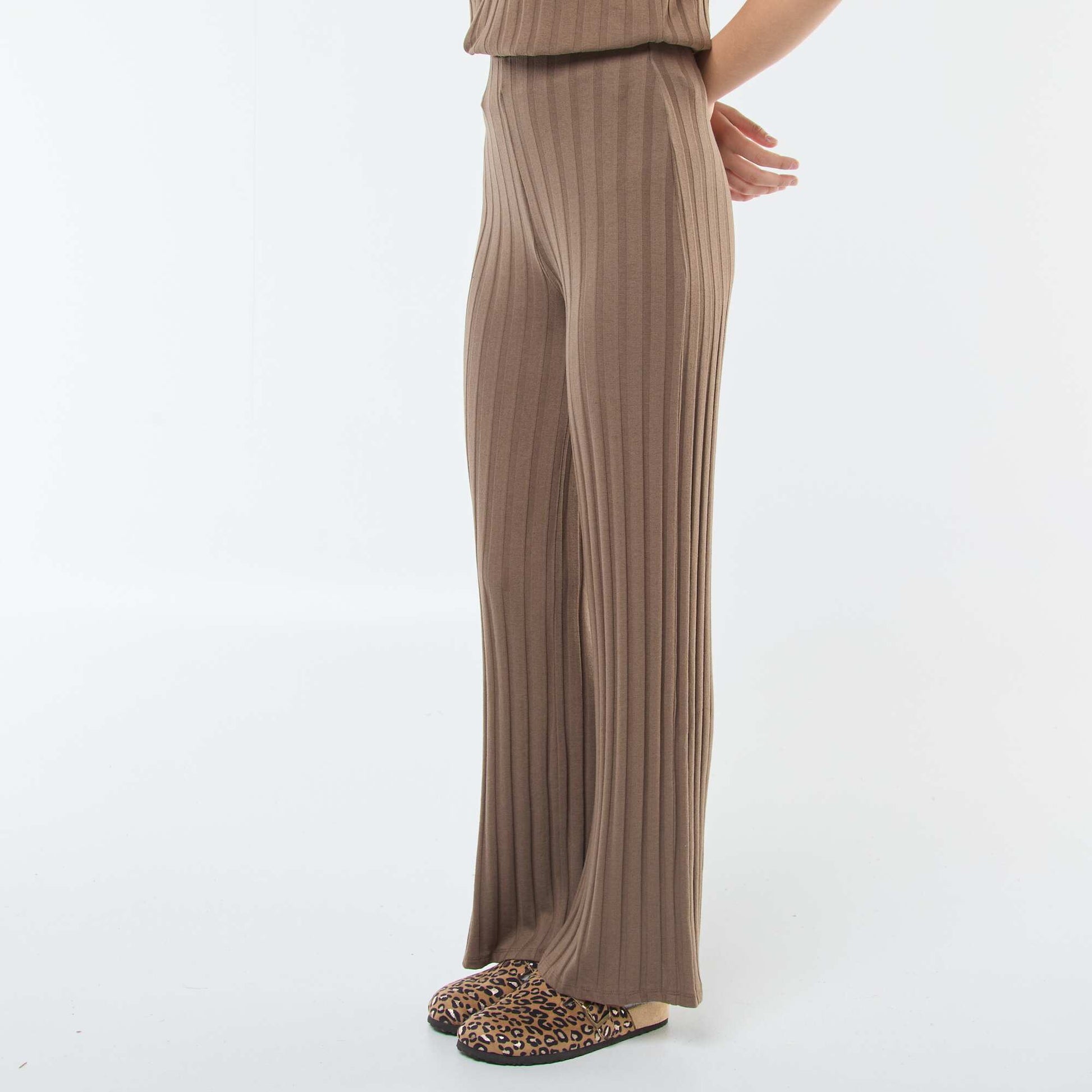 Pantalon flare en maille MARRON