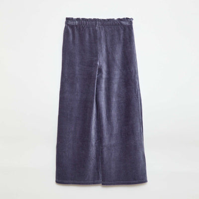 Pantalon legging wide leg en velours côtelé BLEU