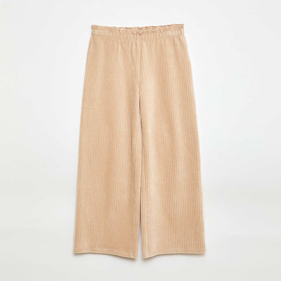 Pantalon legging wide leg en velours côtelé BEIGE