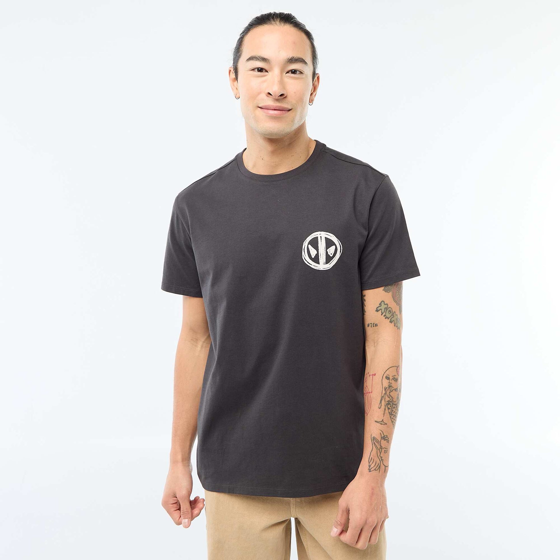 T-shirt 'Deadpool' 'Marvel' imprimé recto-verso NOIR