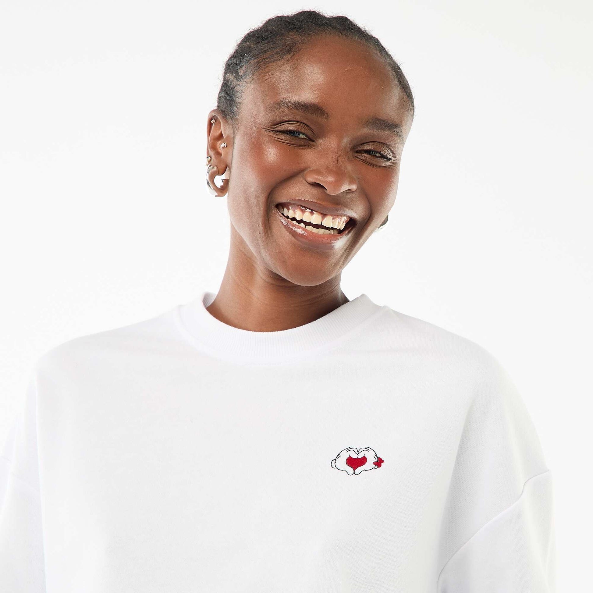 Sweat imprimé 'Disney' 'Mickey et minnie' en coton uni BLANC