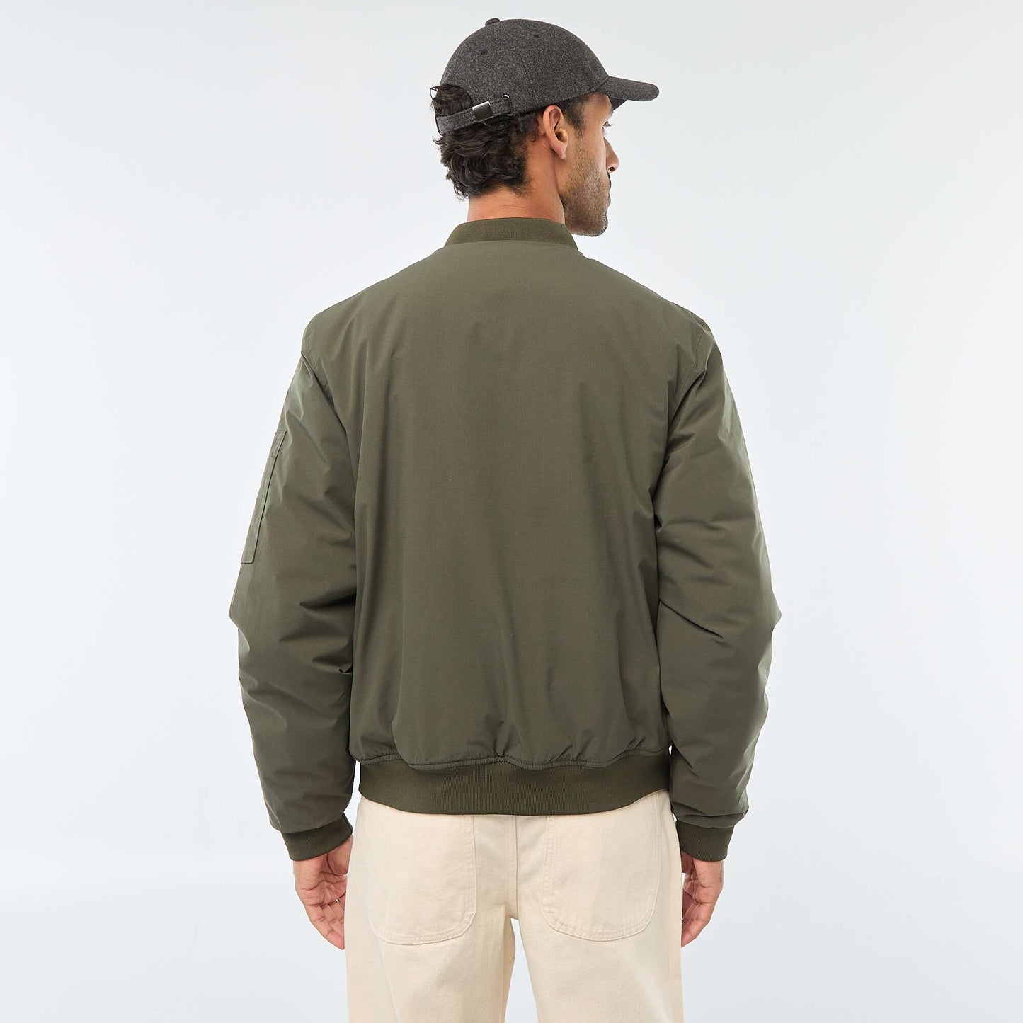Blouson style aviateur avec poche zippée sur la manche KAKI