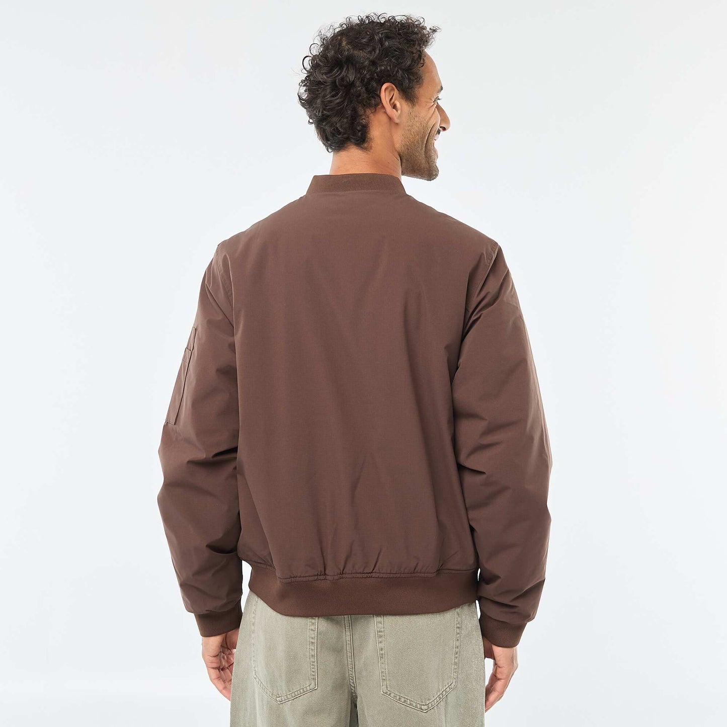 Blouson style aviateur avec poche zippée sur la manche MARRON