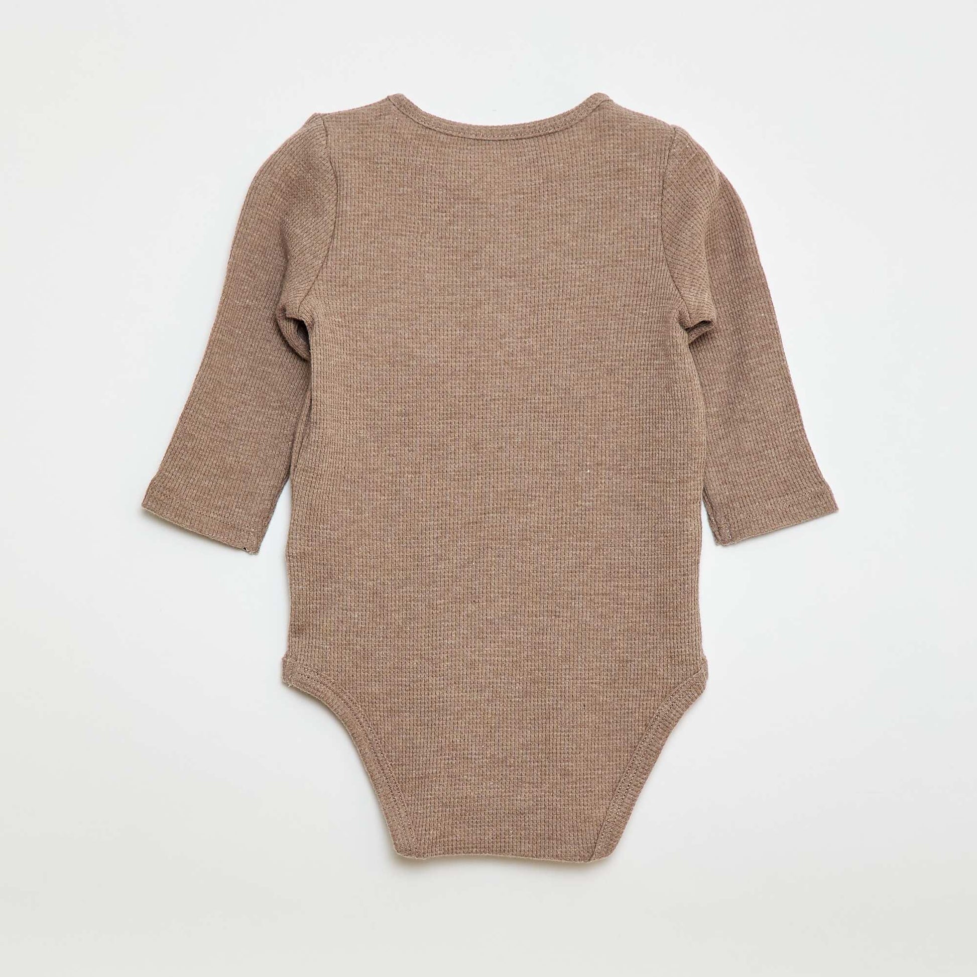 Body manches longues maille gaufrée MARRON