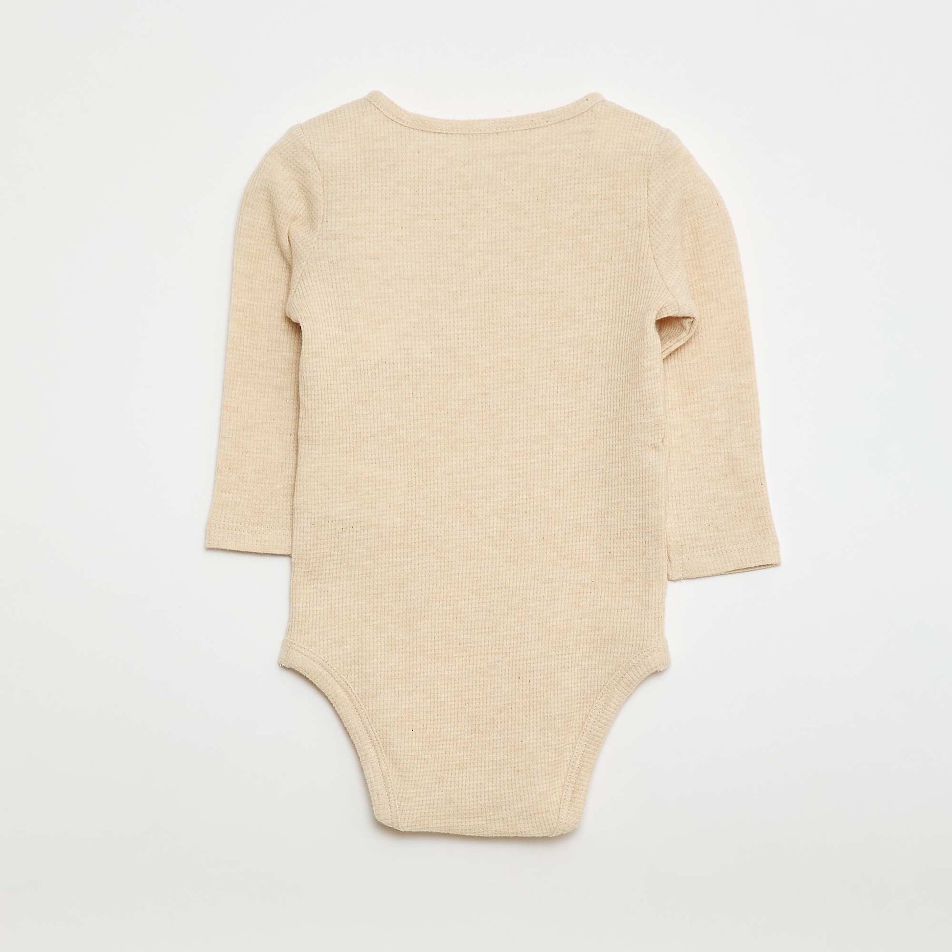 Body manches longues maille gaufrée BEIGE