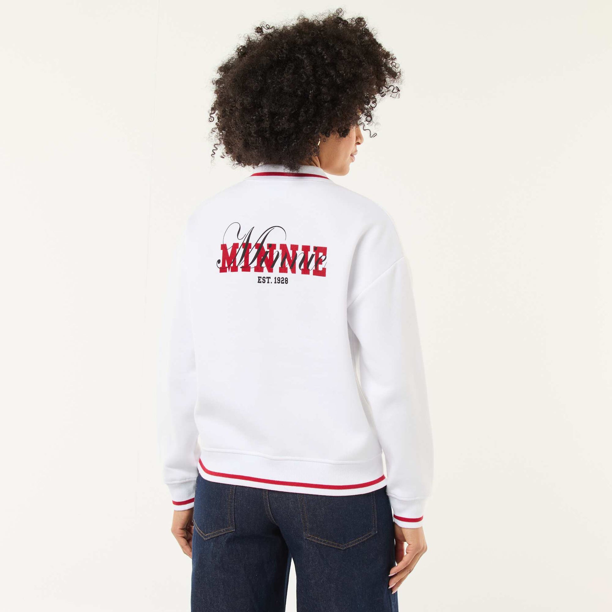 Sweat 'Minnie' 'Disney' avec col polo boutonné BLANC