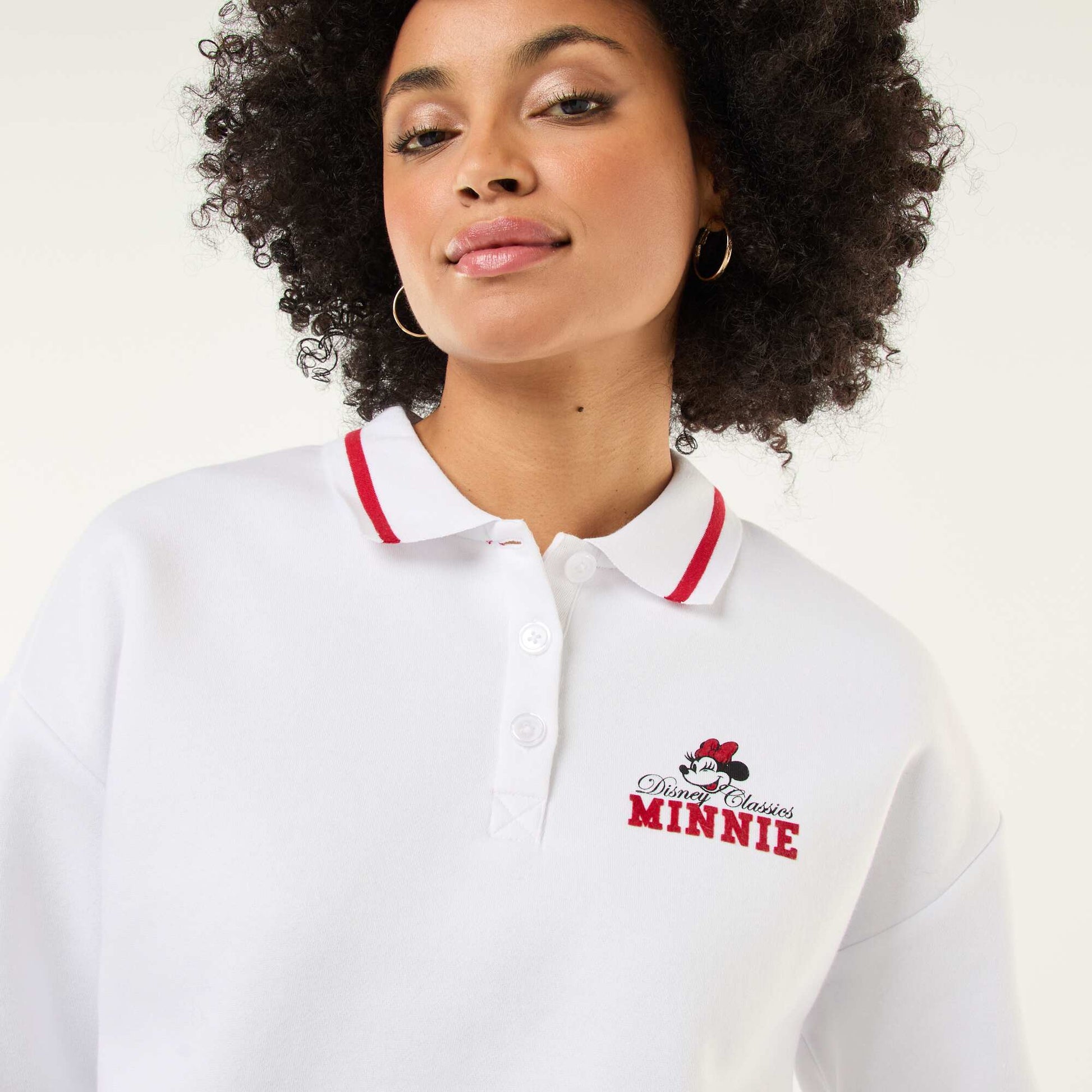 Sweat 'Minnie' 'Disney' avec col polo boutonné BLANC
