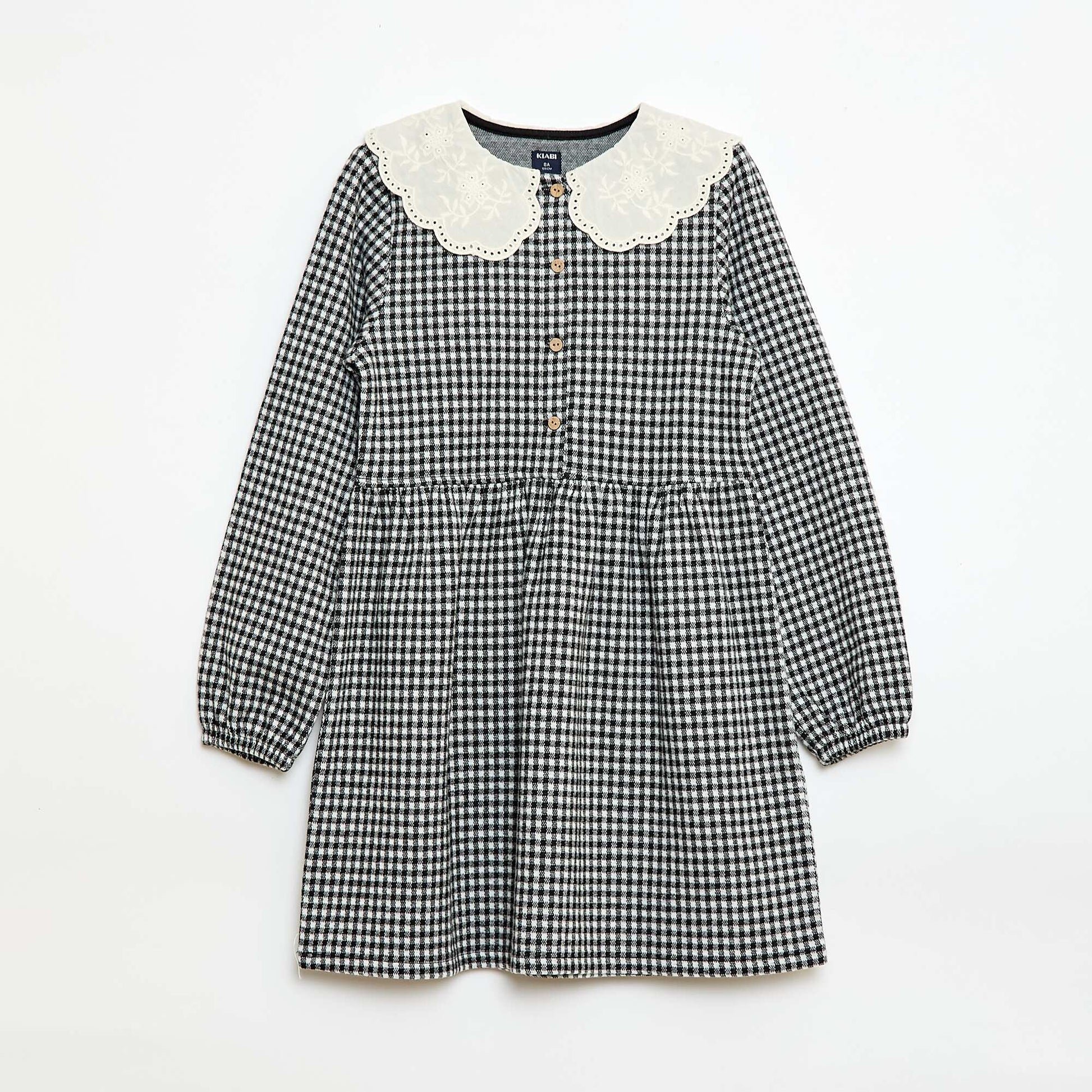 Robe en maille jacquard avec col claudine NOIR