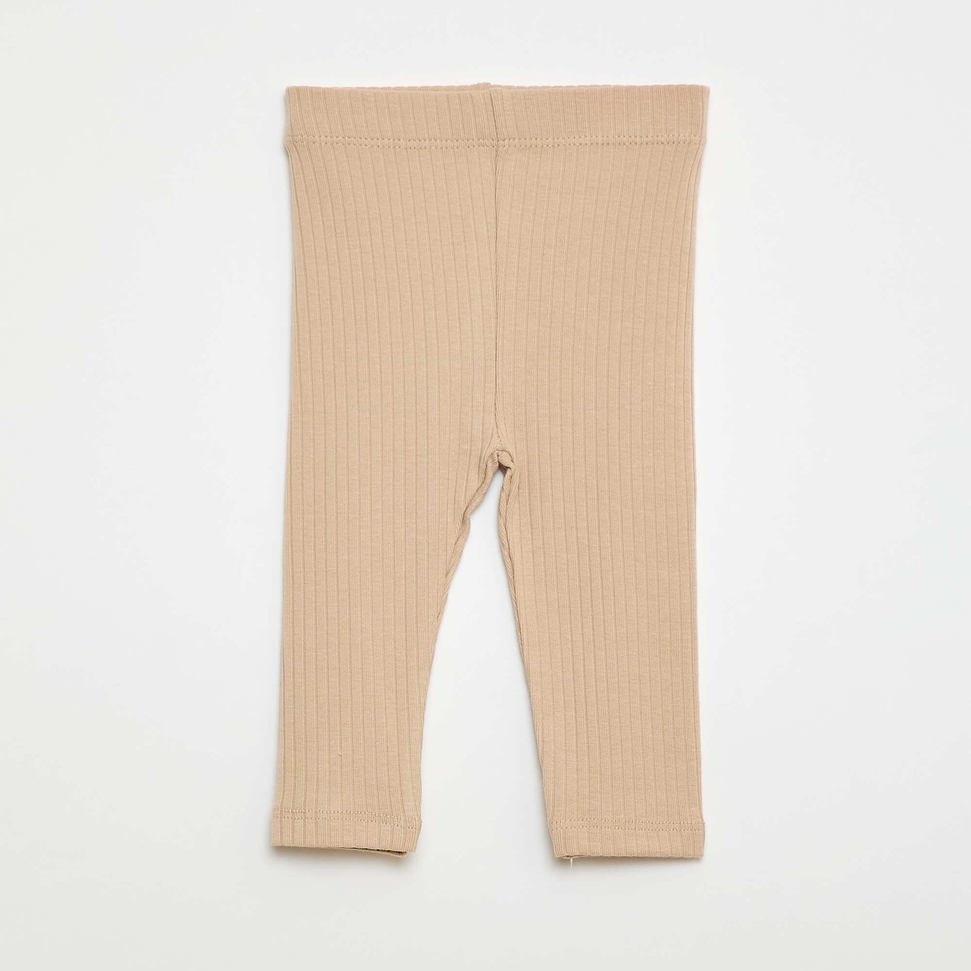 Lot de 2 leggings côtelés BEIGE/ROSE