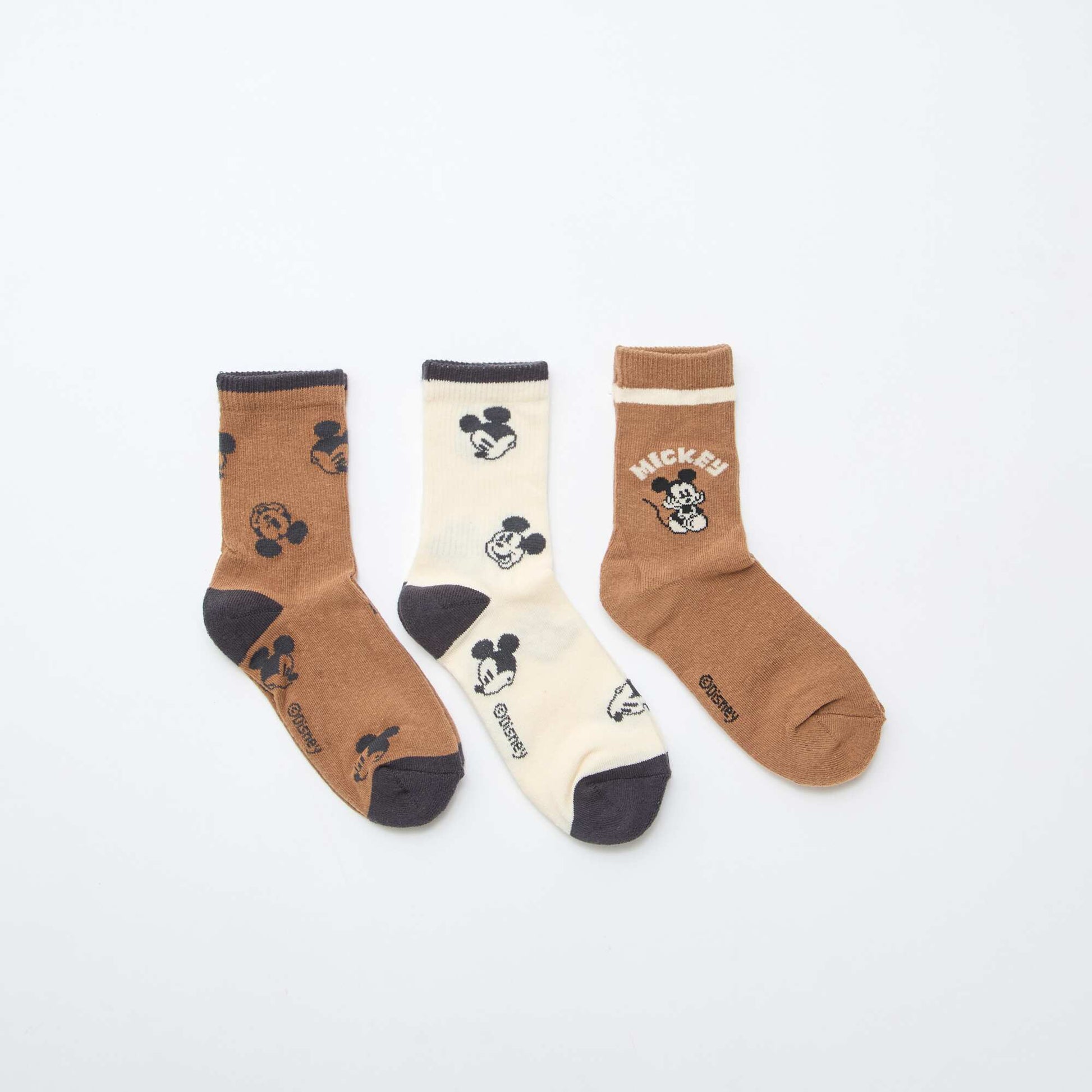 Lot de 3 chaussettes fantaisies 'Mickey' MARRON