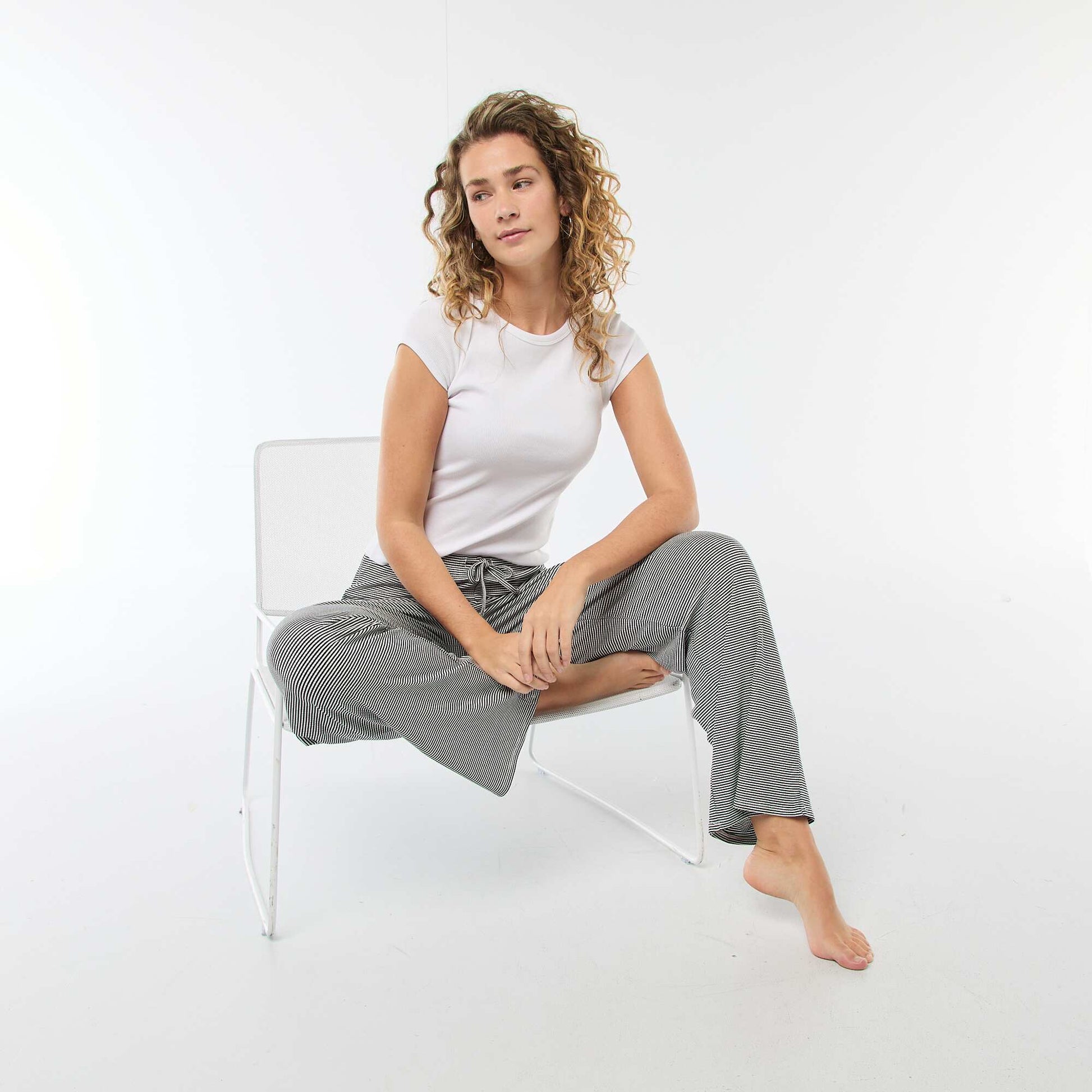Pantalon pyjama en maille stretch BLEU
