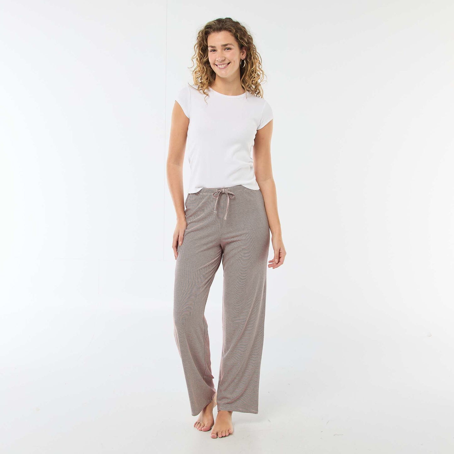 Pantalon pyjama en maille stretch ROUGE