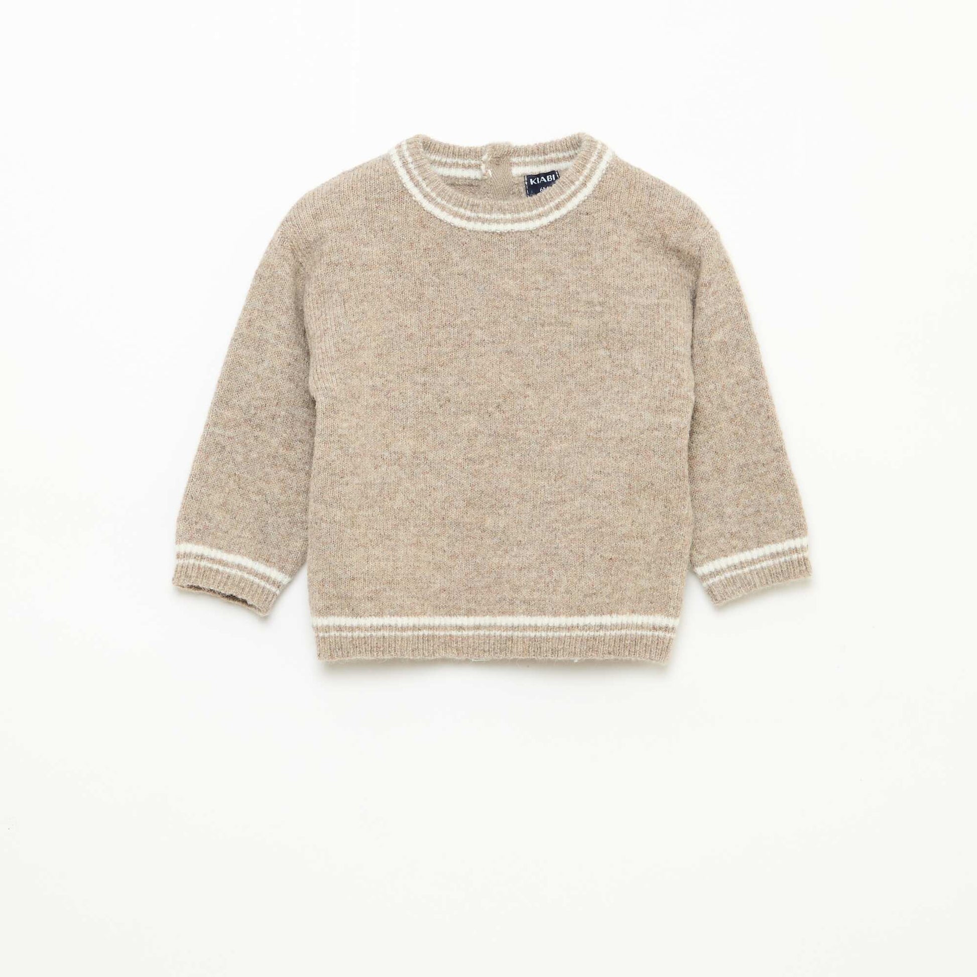 Pull uni avec bords contrastés BEIGE