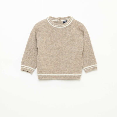 Pull uni avec bords contrastés BEIGE