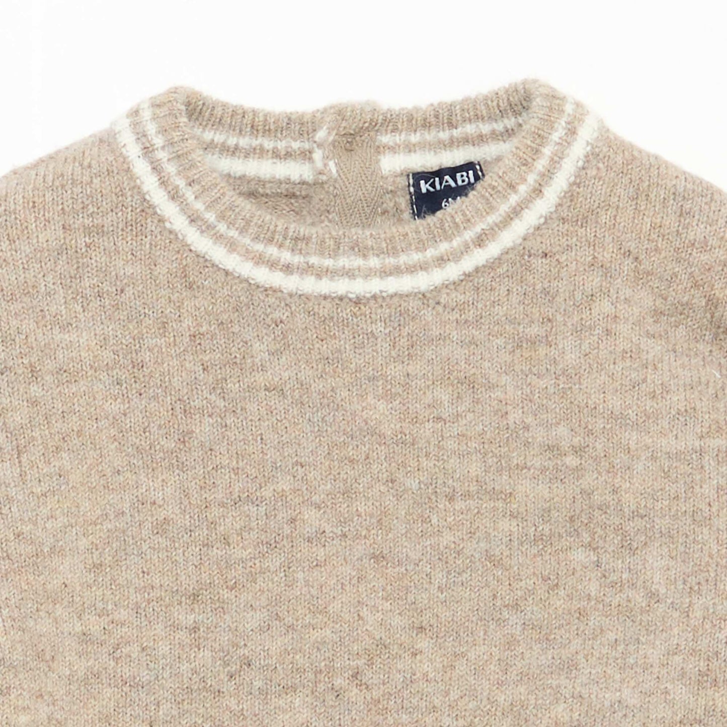 Pull uni avec bords contrastés BEIGE
