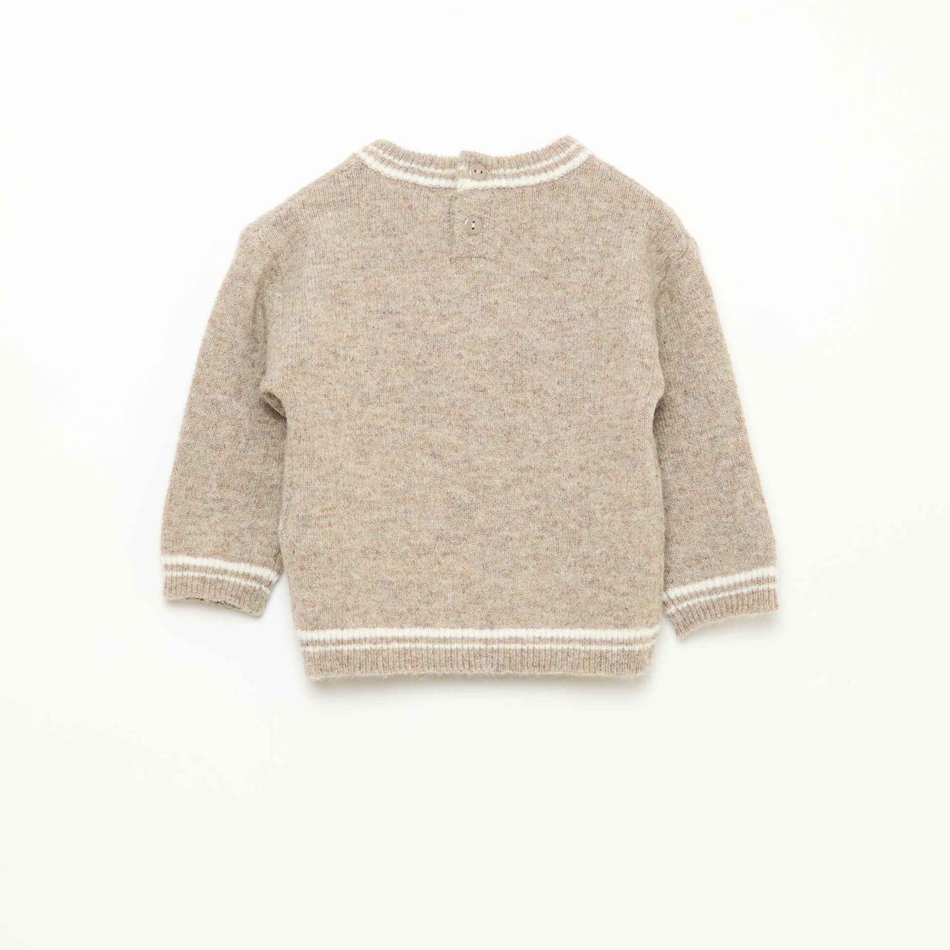 Pull uni avec bords contrastés BEIGE