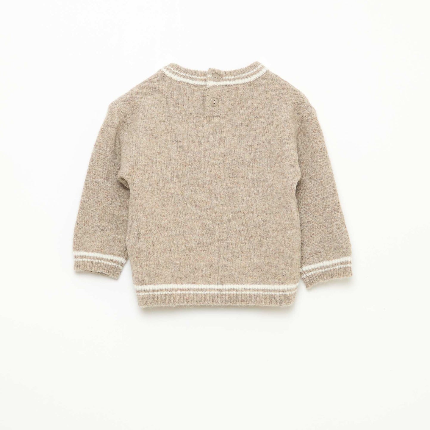 Pull uni avec bords contrastés BEIGE