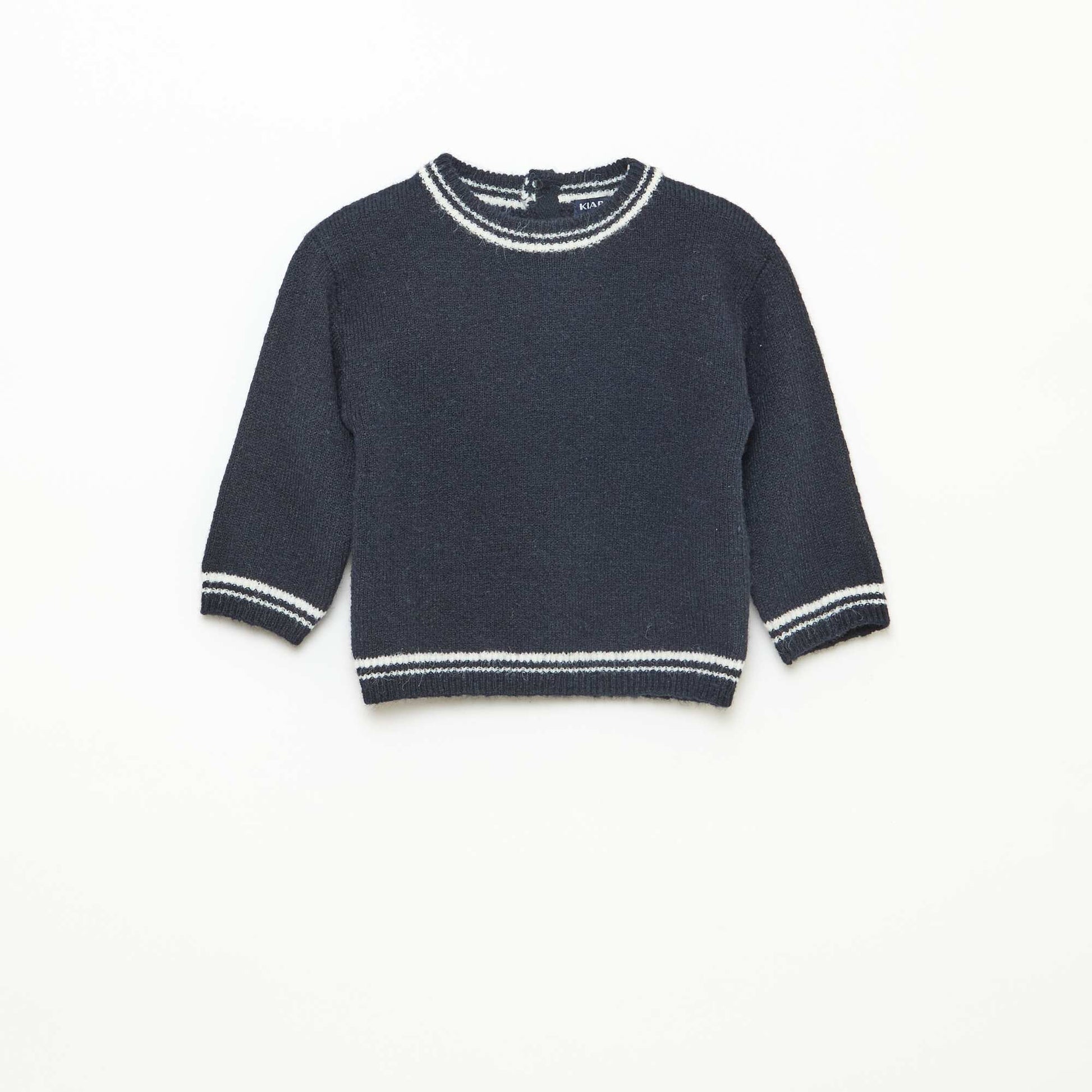 Pull uni avec bords contrastés BLEU