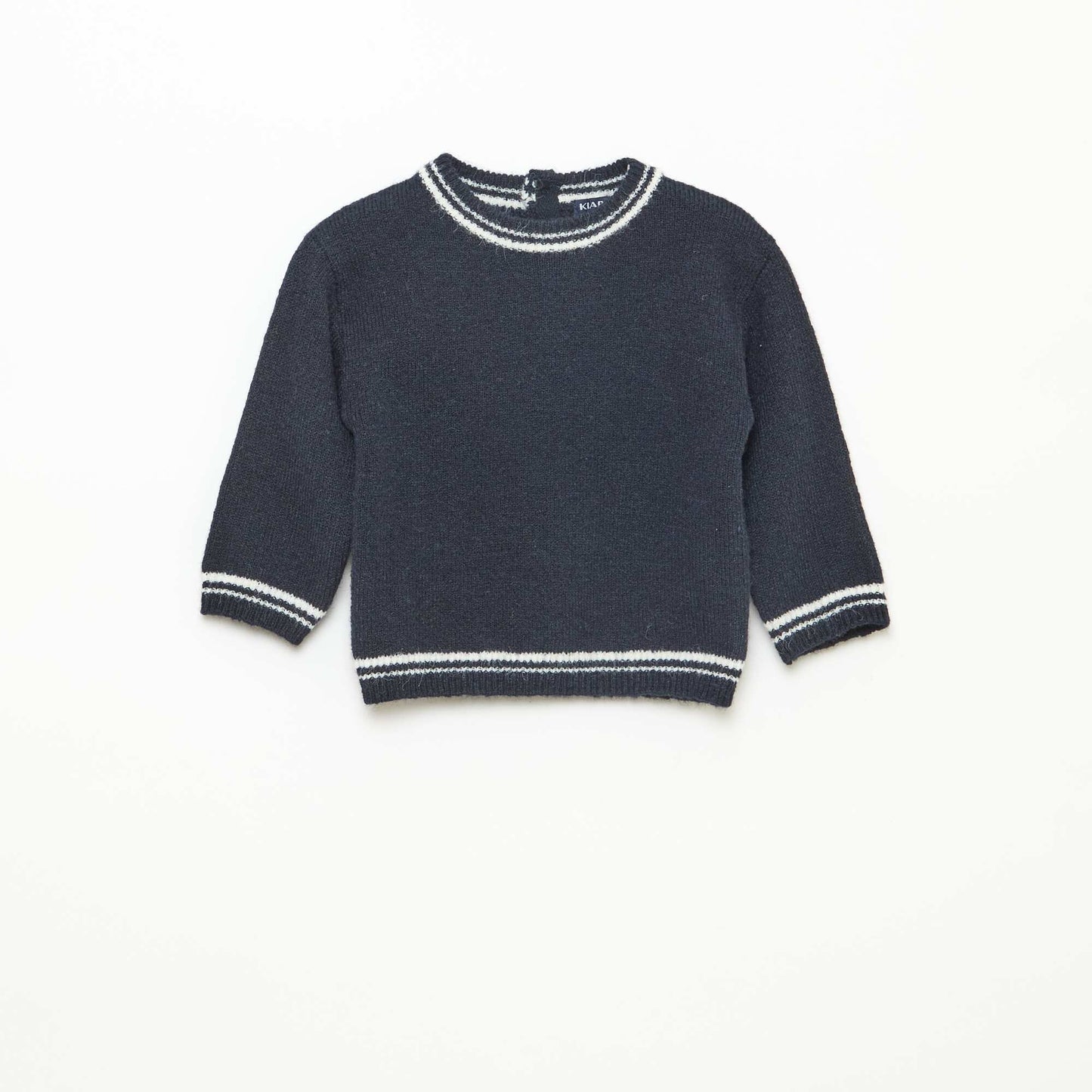 Pull uni avec bords contrastés BLEU
