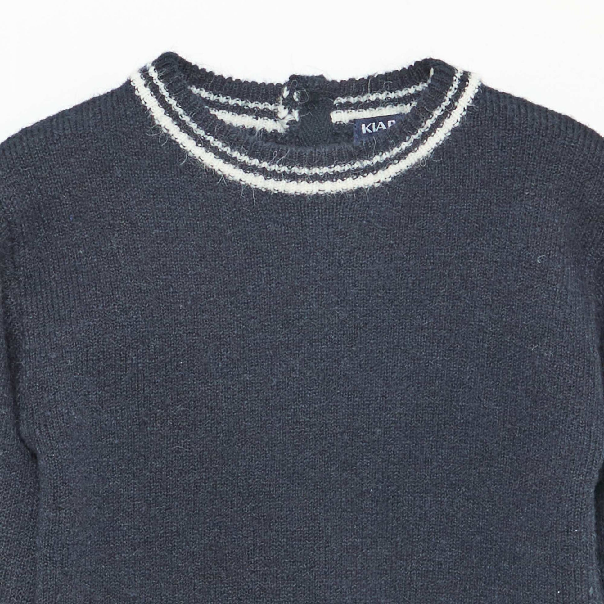 Pull uni avec bords contrastés BLEU