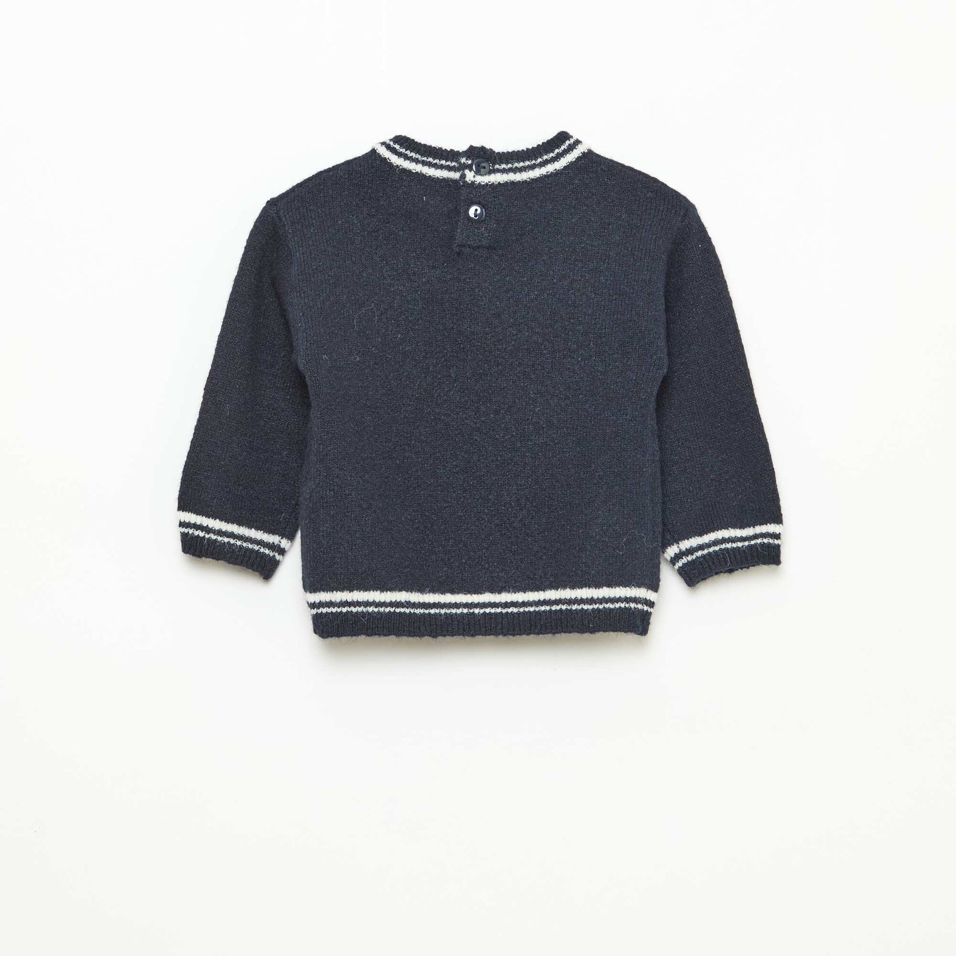 Pull uni avec bords contrastés BLEU