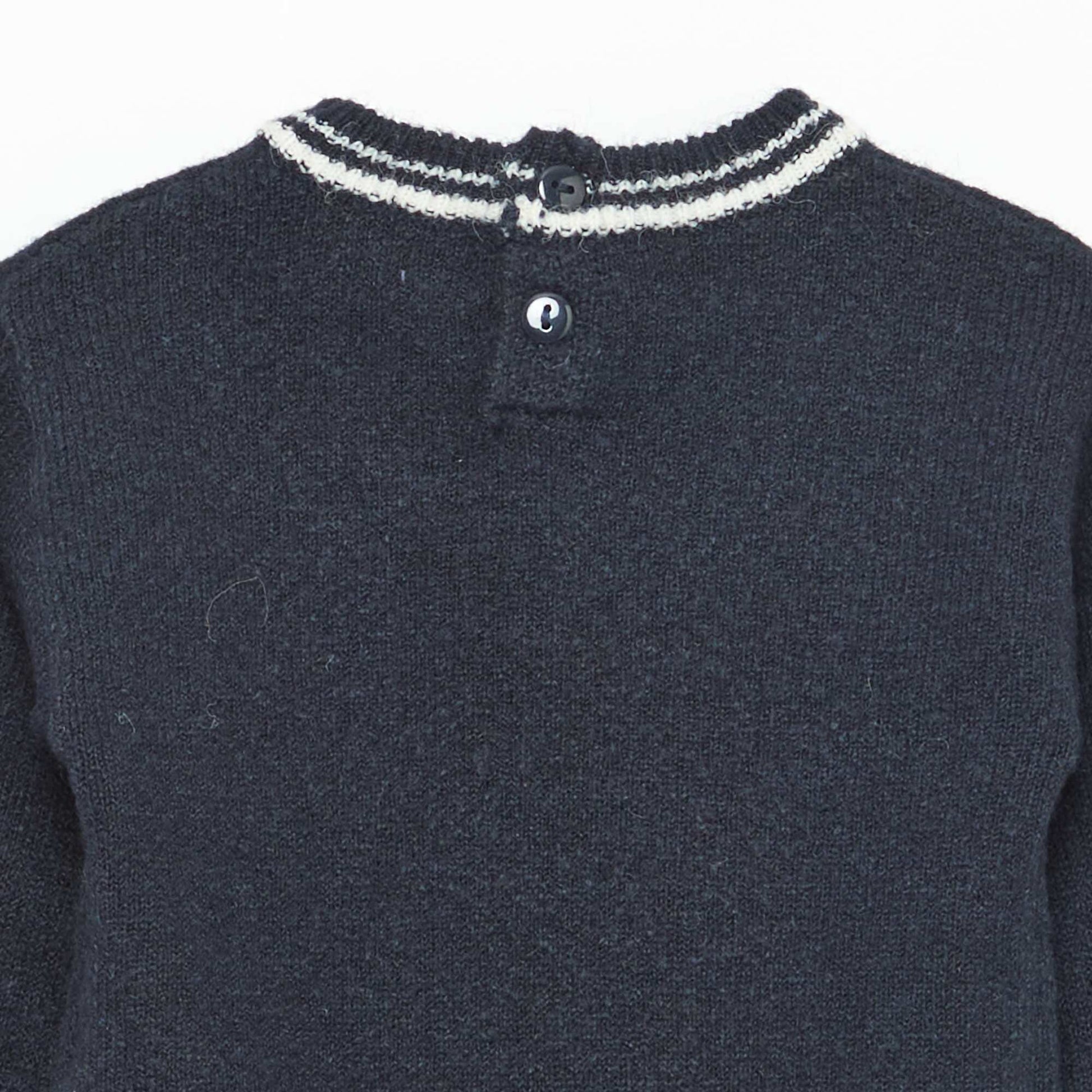 Pull uni avec bords contrastés BLEU