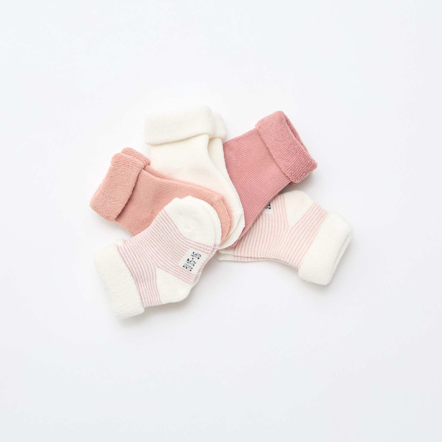 Lot de 5 paires de chaussette avec revers en coton ROSE