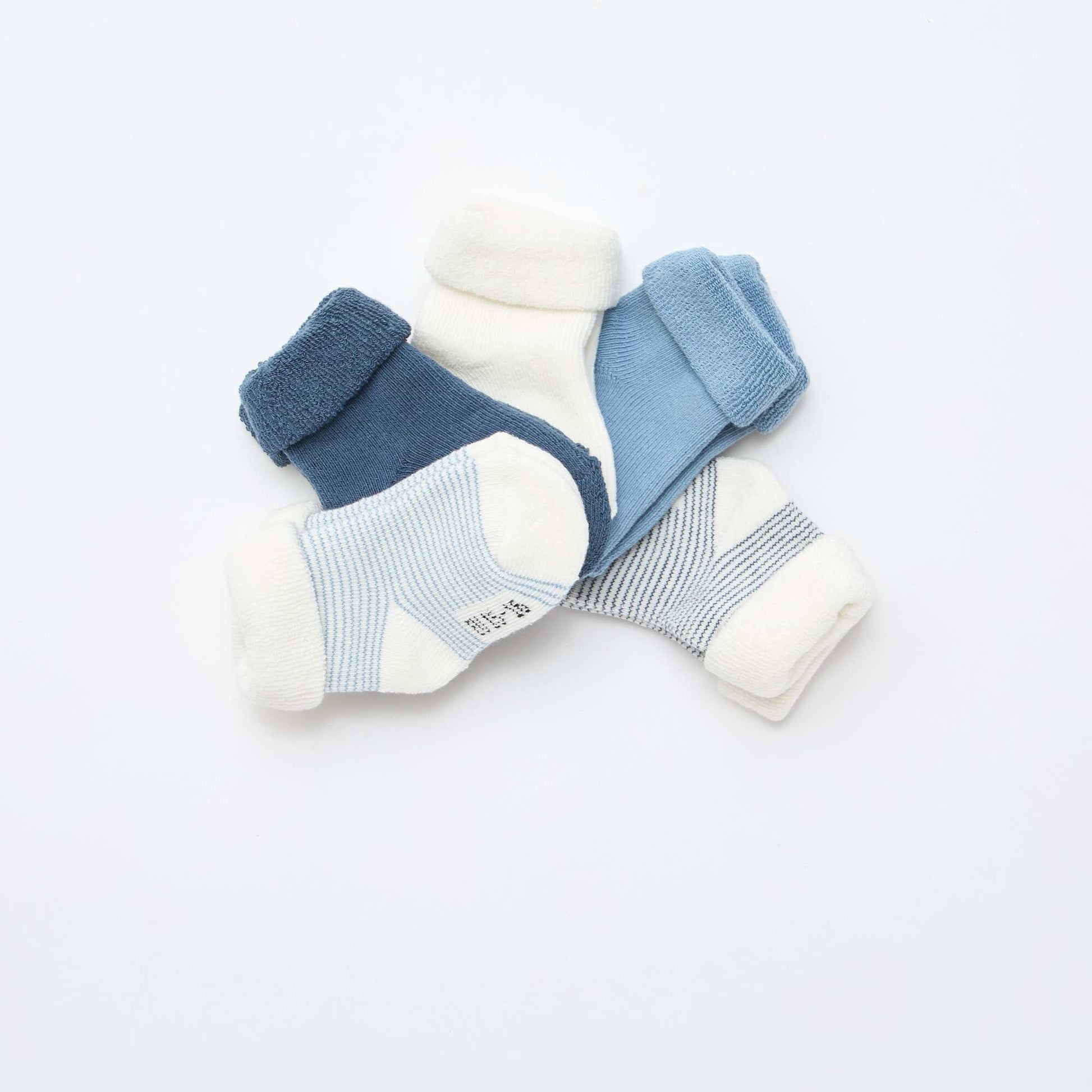 Lot de 5 paires de chaussette avec revers en coton BLEU