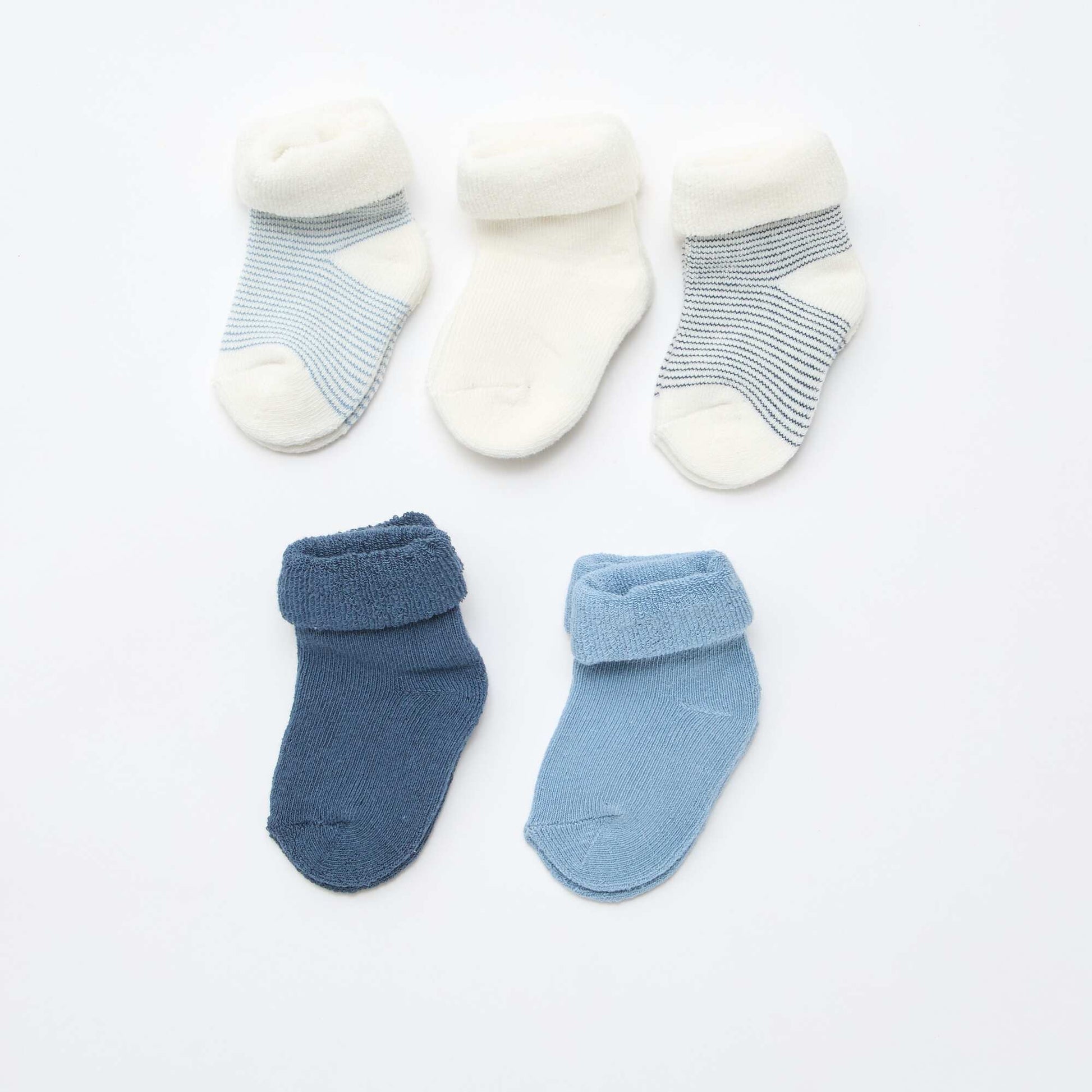 Lot de 5 paires de chaussette avec revers en coton BLEU