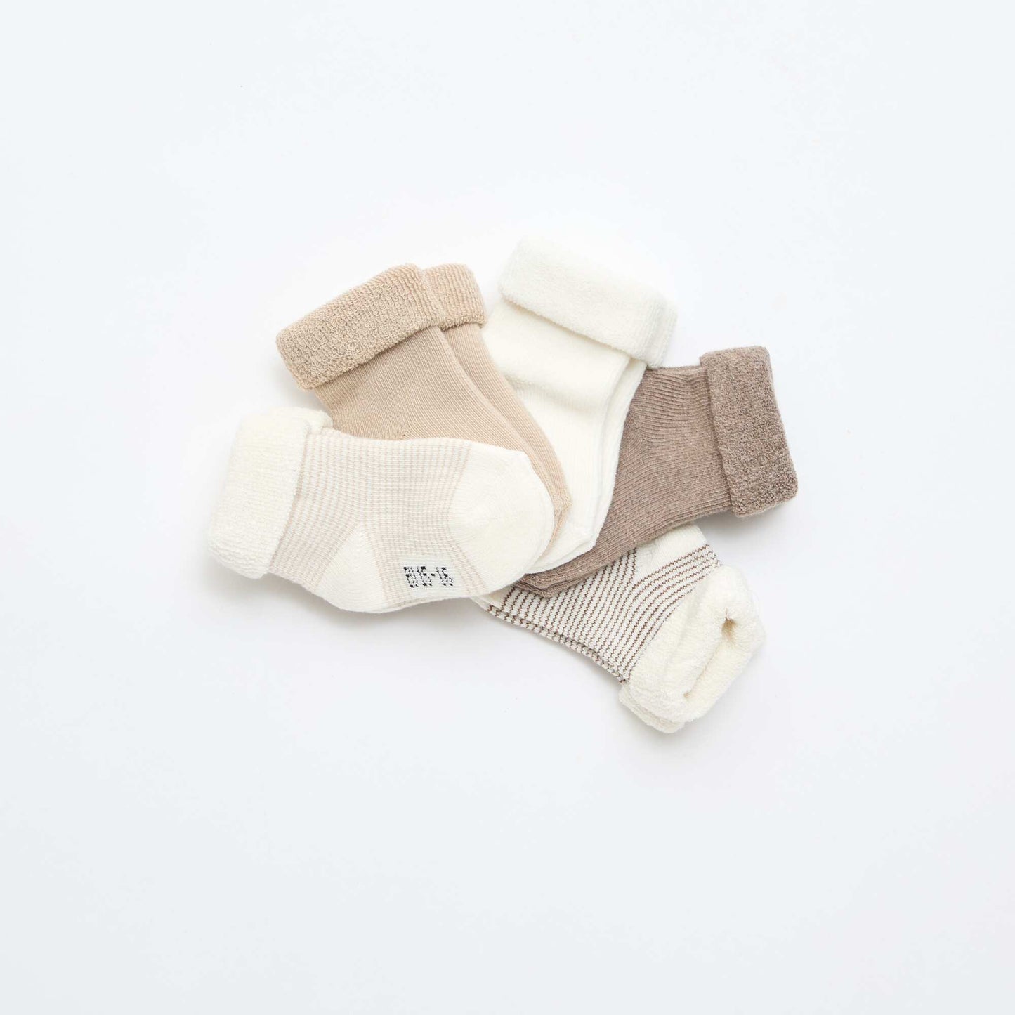 Lot de 5 paires de chaussette avec revers en coton BEIGE