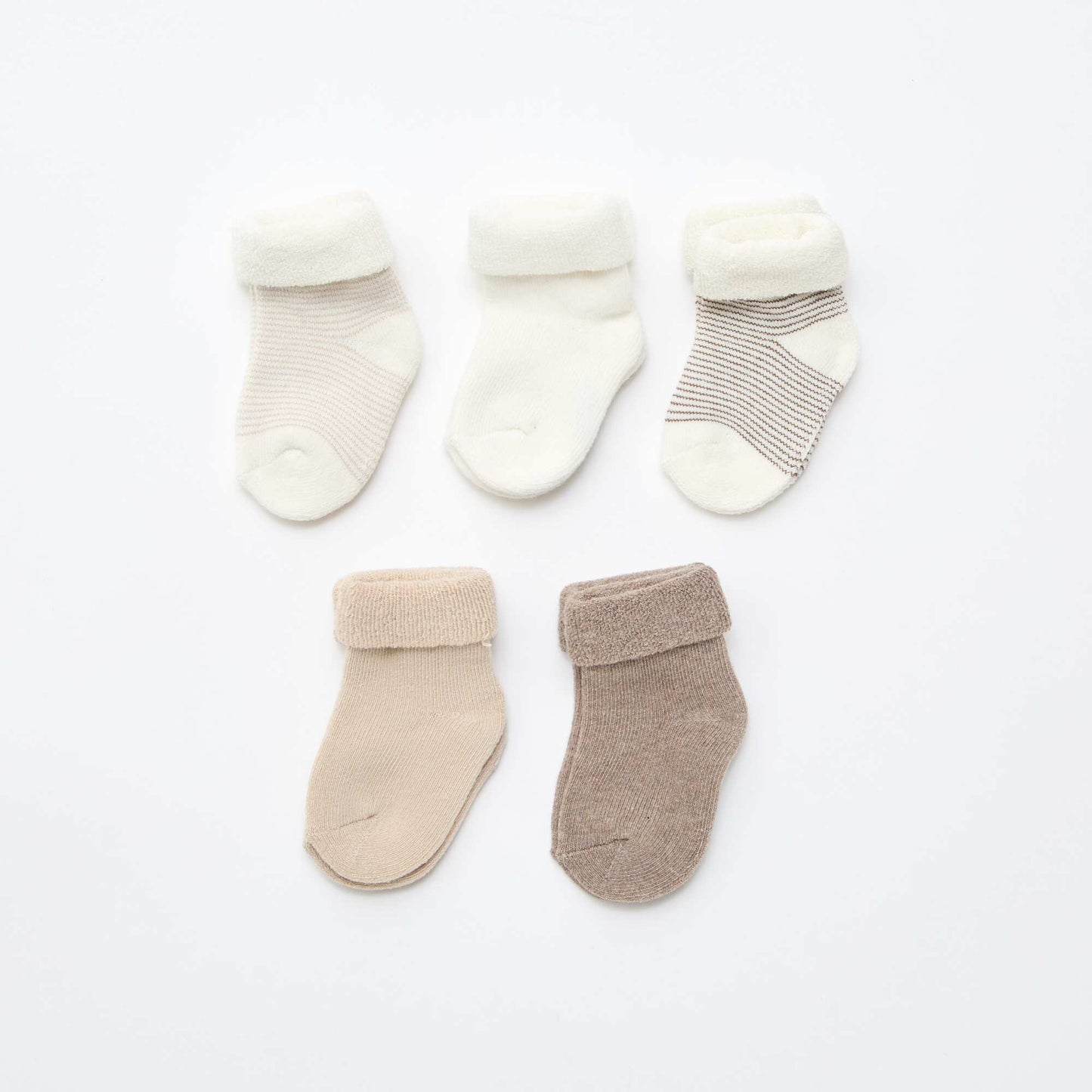 Lot de 5 paires de chaussette avec revers en coton BEIGE