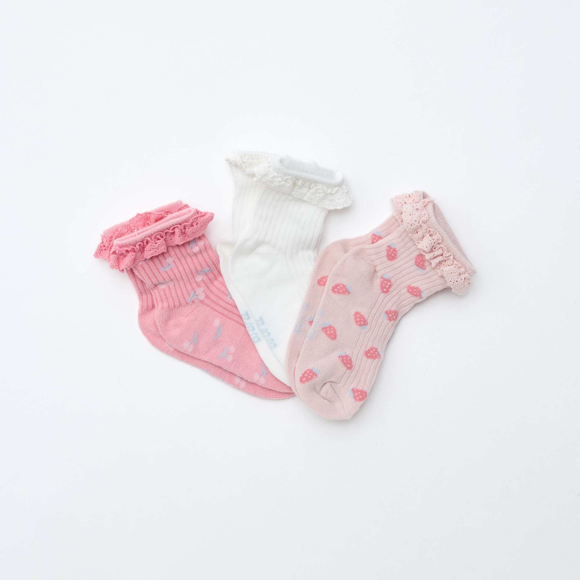 Lot de 3 chaussettes imprimées ROSE