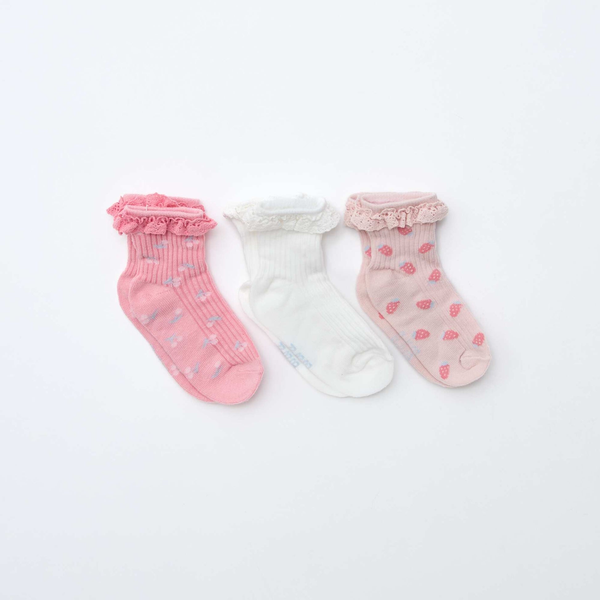 Lot de 3 chaussettes imprimées ROSE