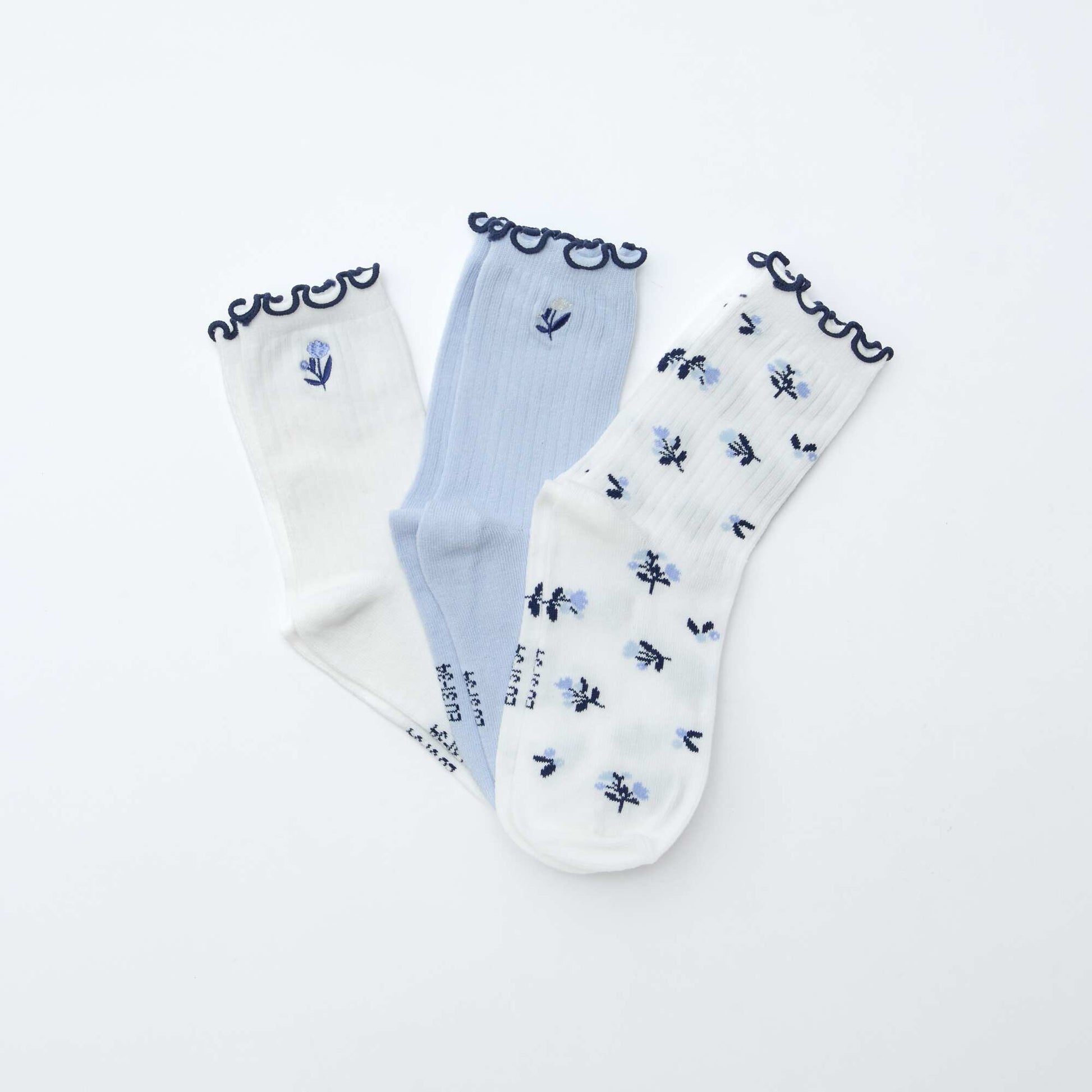 Lot de 3 chaussettes imprimées BLANC/BLEU