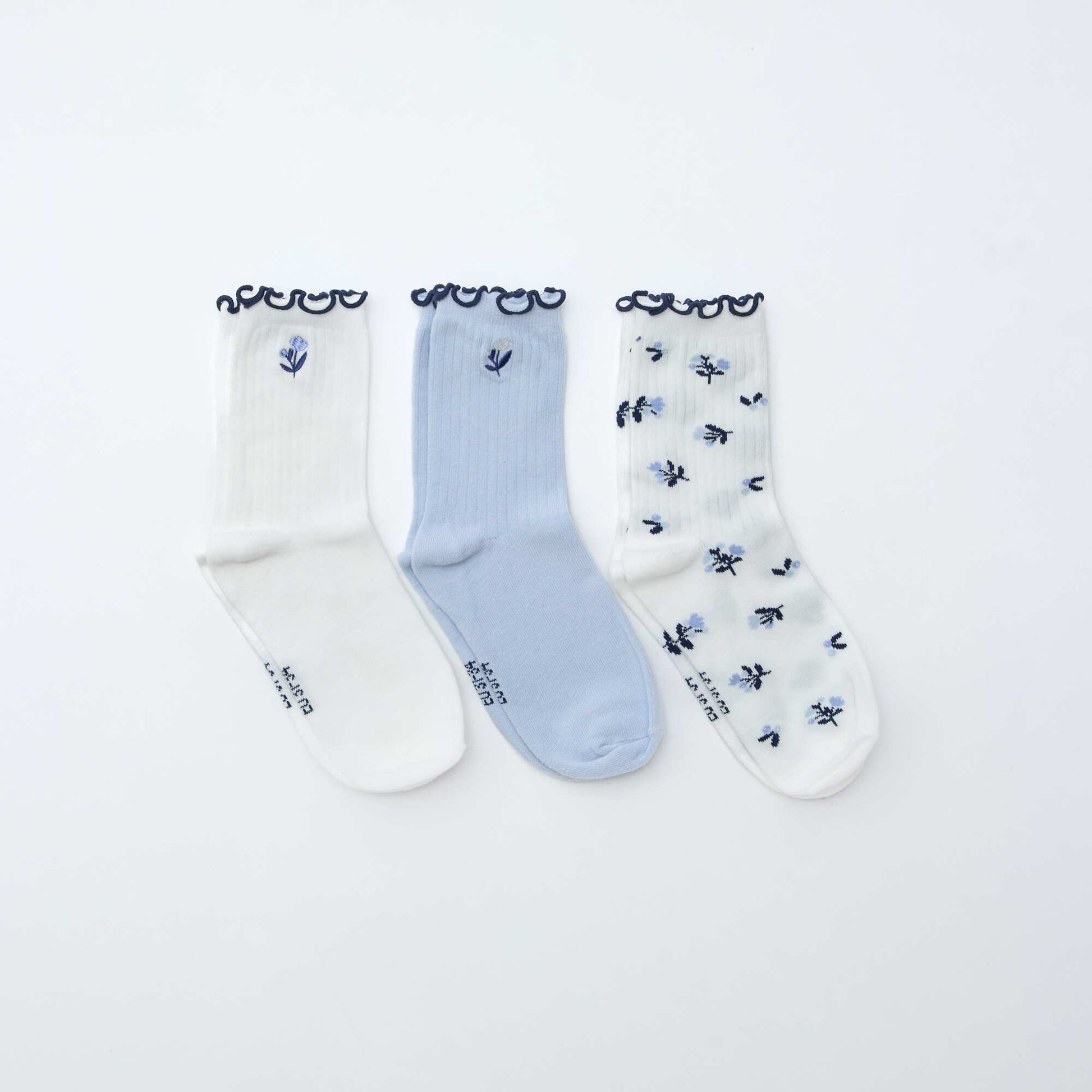 Lot de 3 chaussettes imprimées BLANC/BLEU