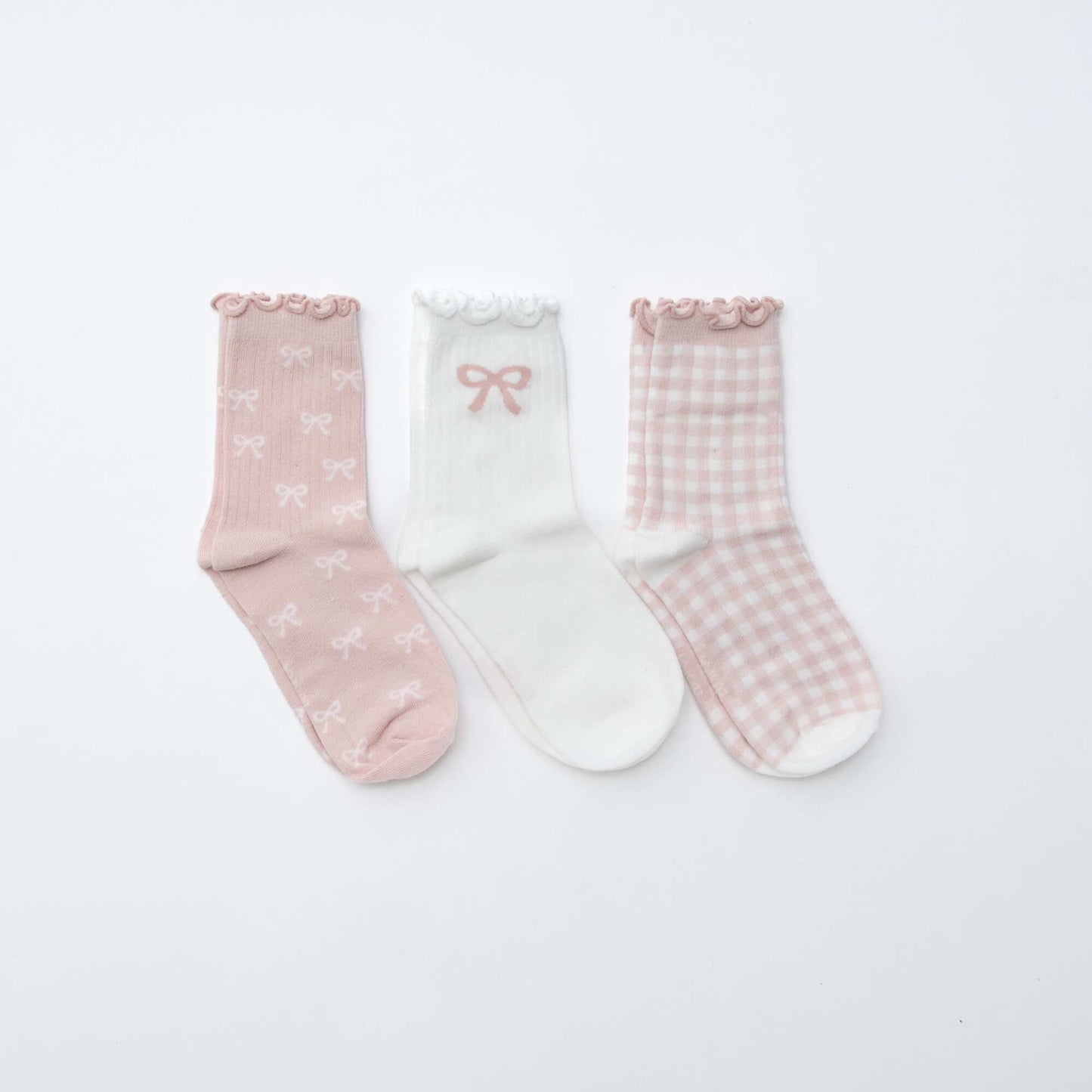 Lot de 3 chaussettes imprimées ROSE/BLANC