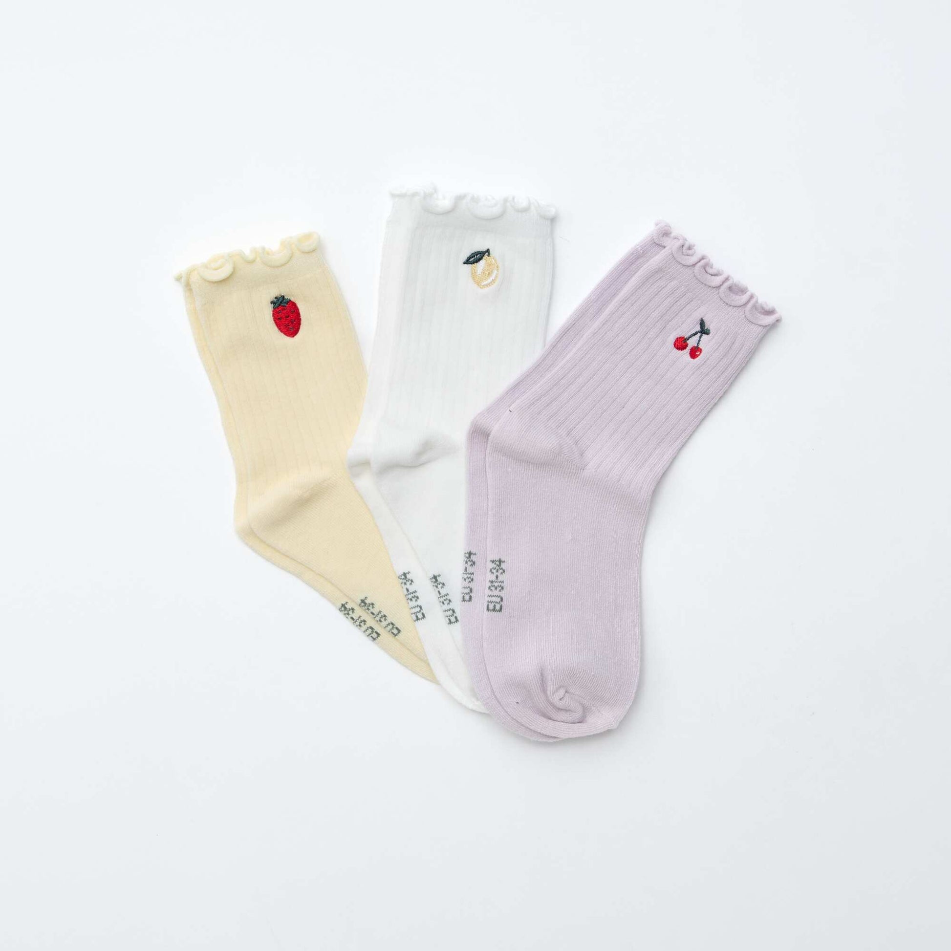 Lot de 3 chaussettes imprimées VIOLET/JAUNE